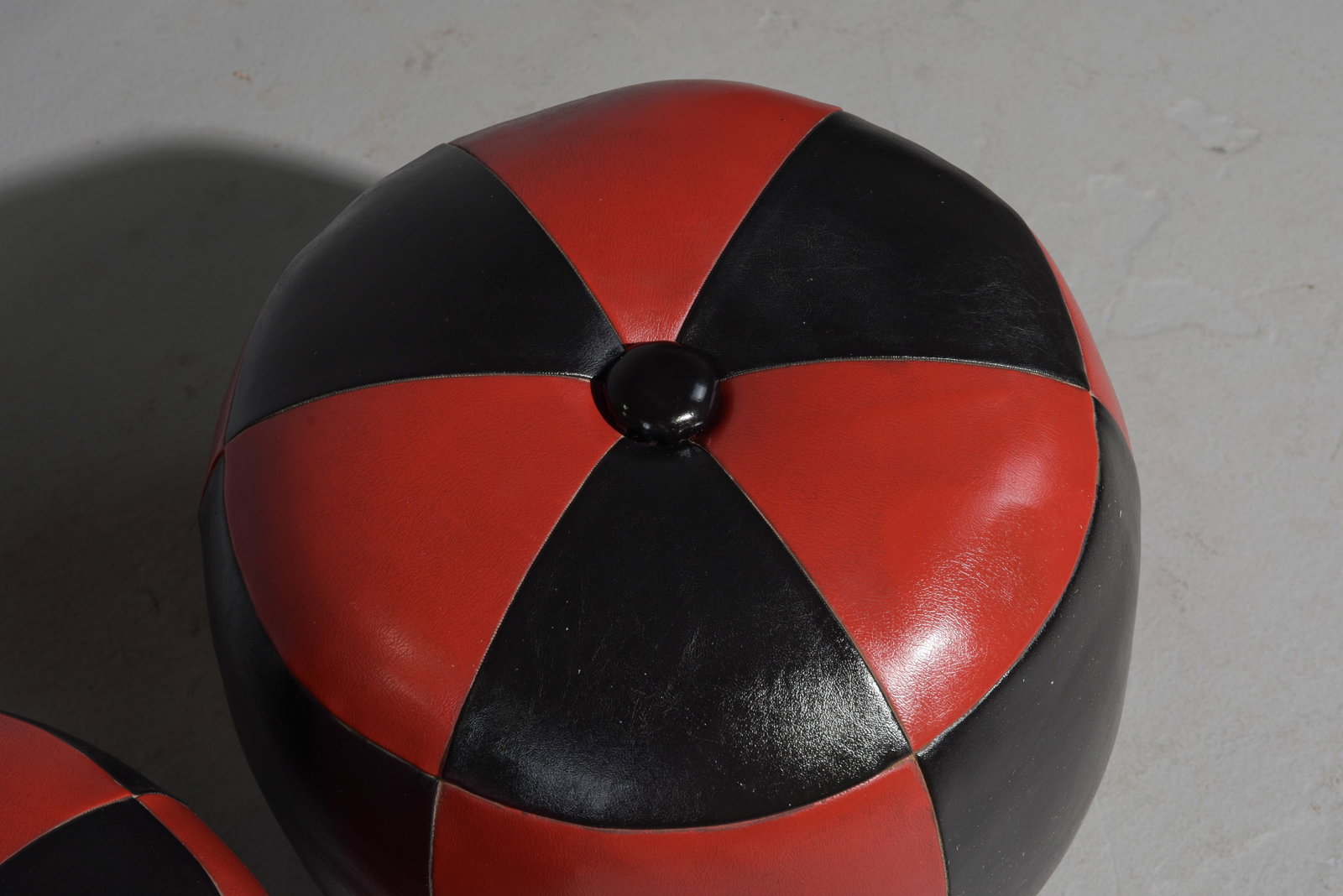 Two Modern Leather Hassock Stools - 3