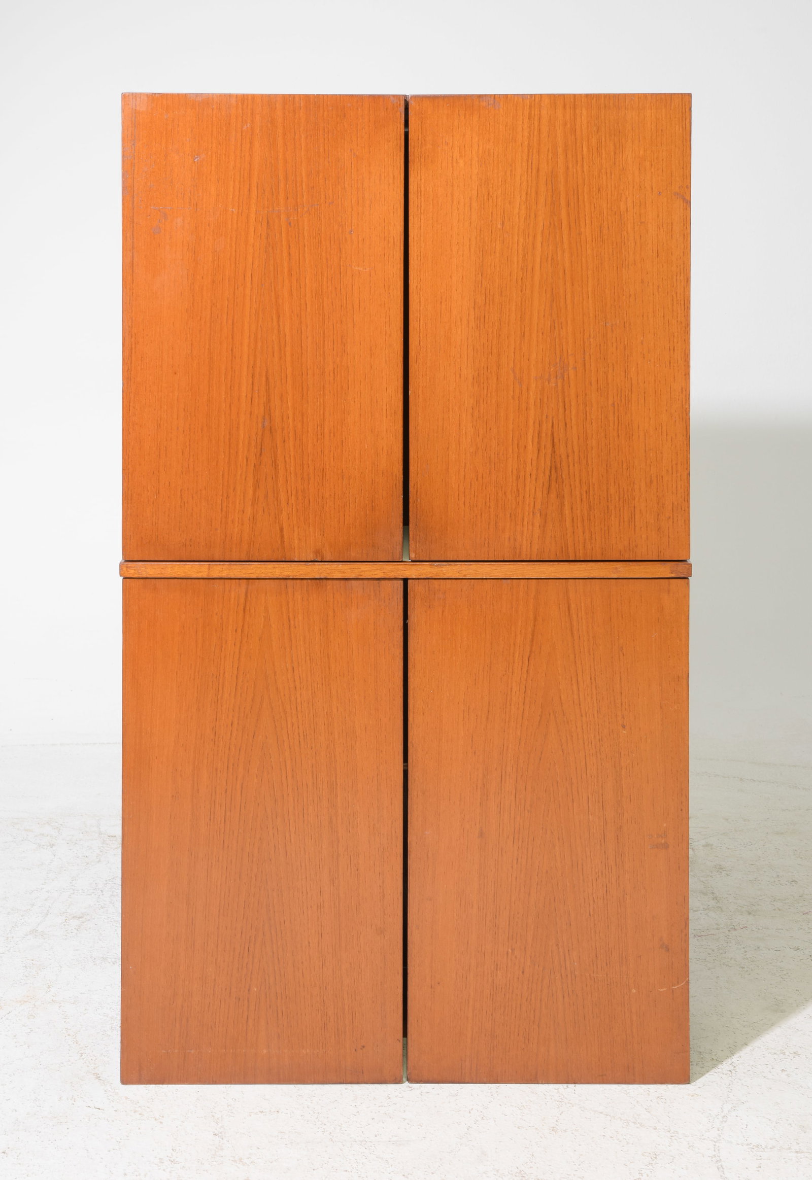 Mid Century Modern Four Door Wall Cocktail Cabinet: Danish Modern Style Four Door Wall Cocktail Cabinet - 49.5 in tall x 28.25 x 10.5