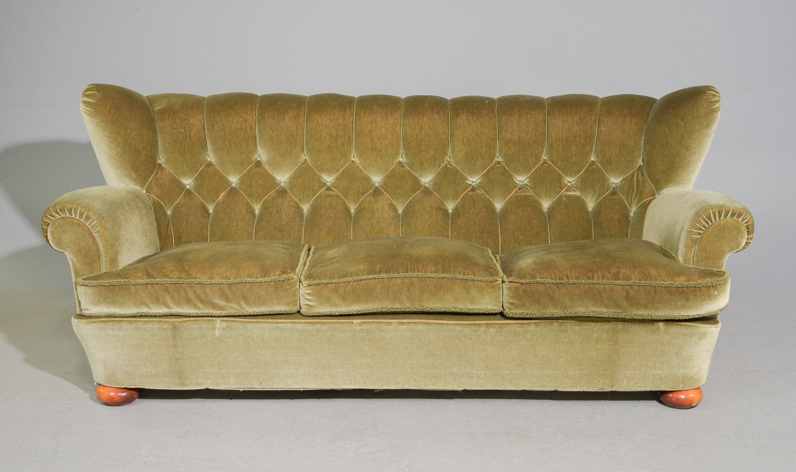 Swedish Upholstered Wing Back Three Seater Sofa (1 of 5)