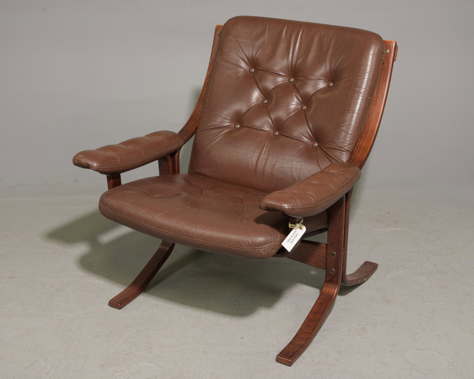Danish Modern Button Tufted Leather Arm Chair (1 of 5)