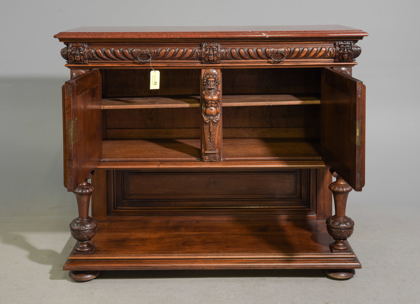 Renaissance Style Marble Top Walnut Server - 2