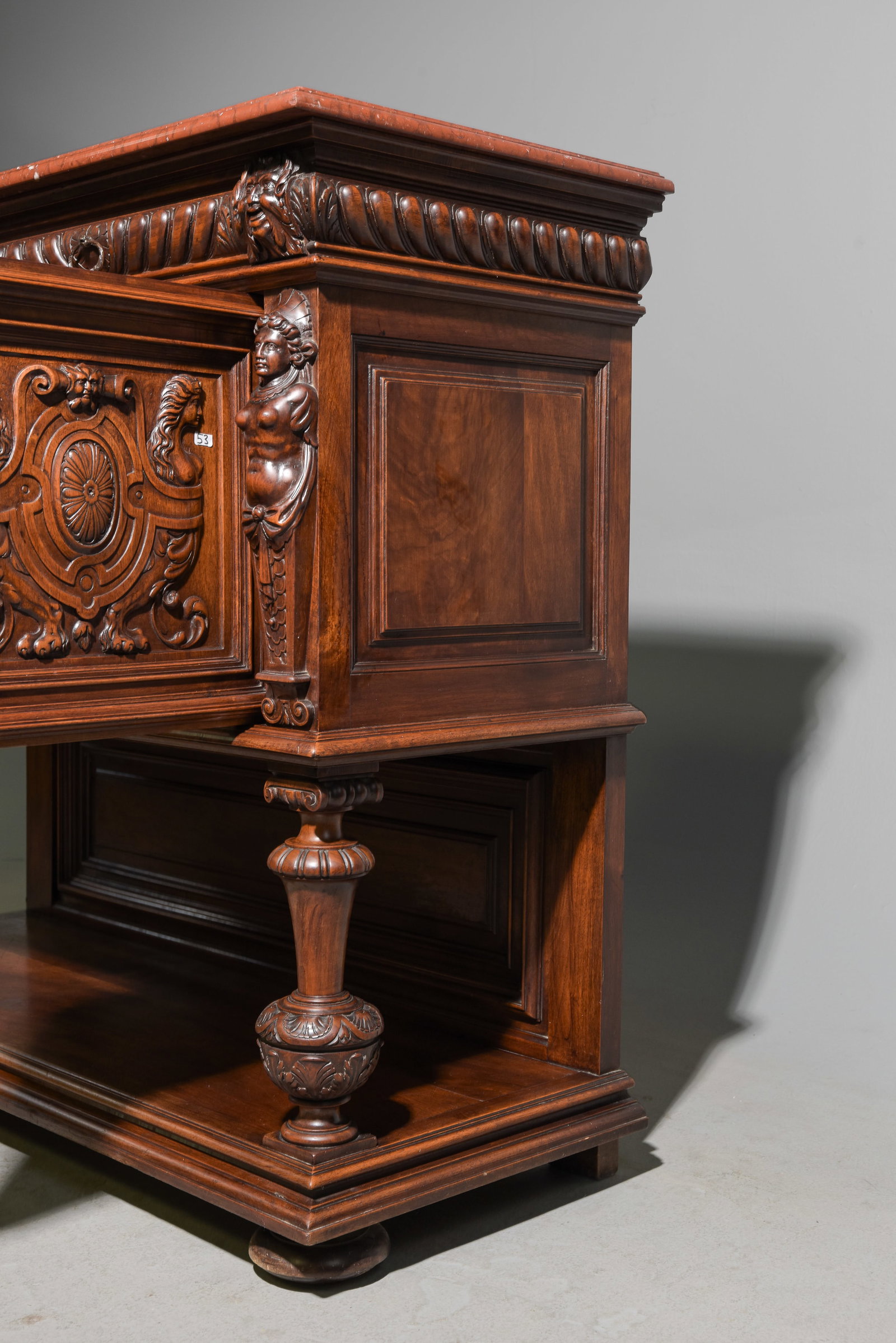 Renaissance Style Marble Top Walnut Server - 3