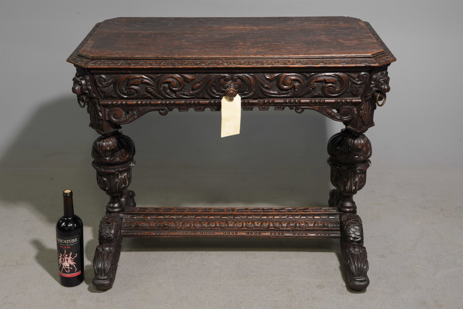 Renaissance Style Carved Oak Dolphin Writing Table (1 of 4)