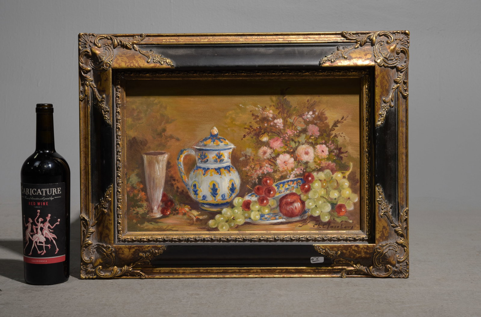 Framed Oil on Board Still Life: Framed Oil on Board Still Life - 16.5 in tall x 22 x 2, The work itself is 10.5 x 16