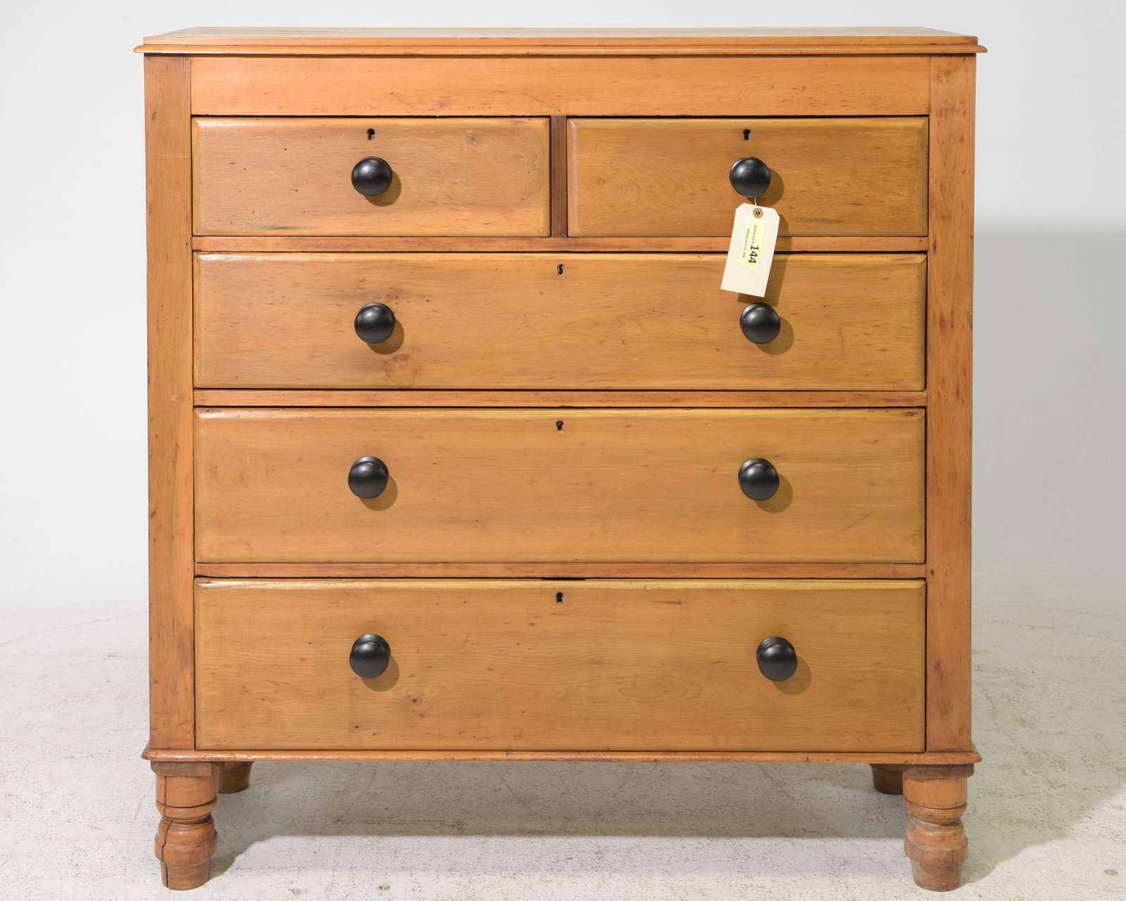 British Pine Five Drawer Chest on Tall Turned Feet (1 of 5)