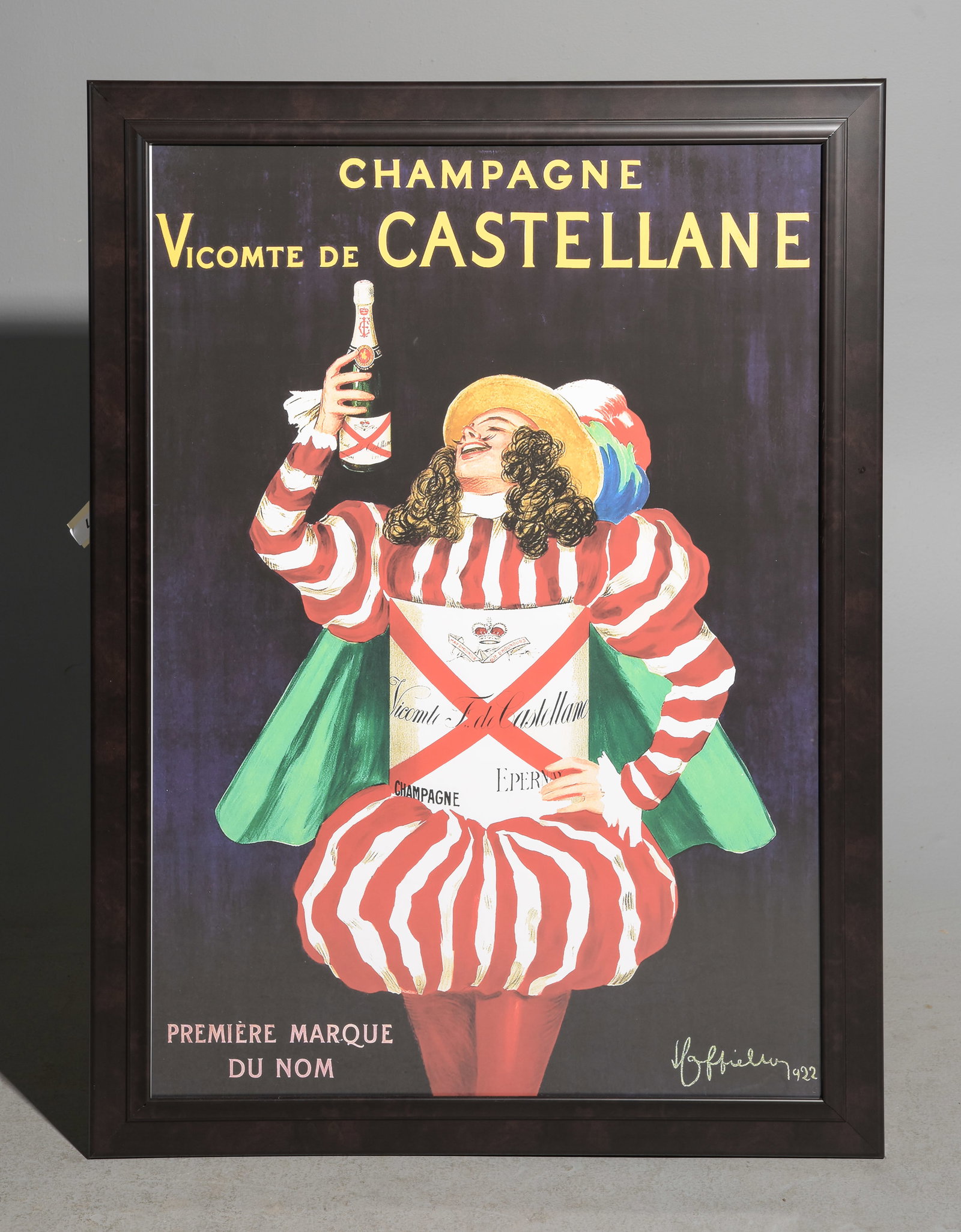 Framed "Champagne Castellane" Poster: Framed "Champagne Castellane" Poster - 45 in tall x 33 x 1.5