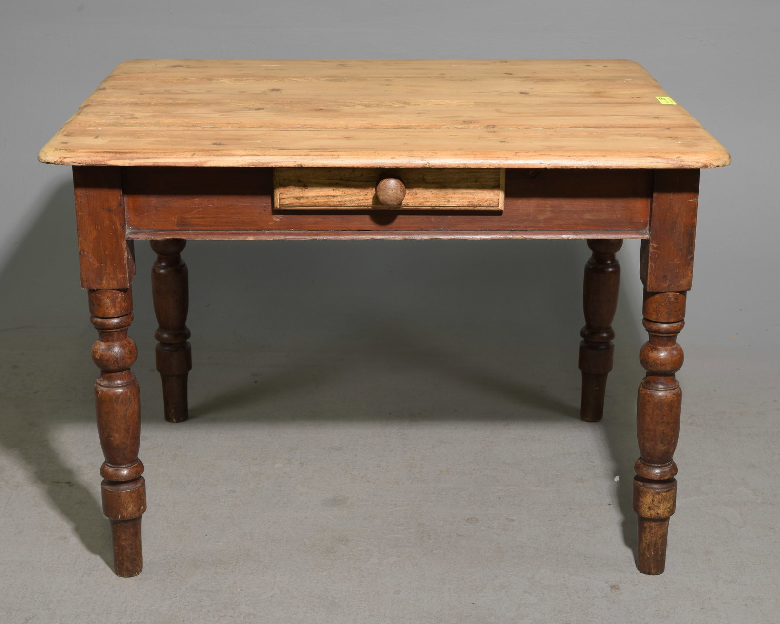 British Pine Stained Base Turned Leg Table (1 of 4)