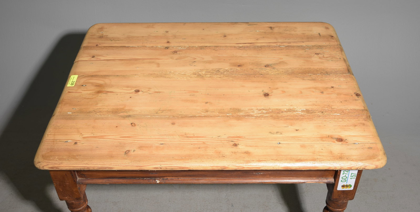 British Pine Stained Base Turned Leg Table - 2