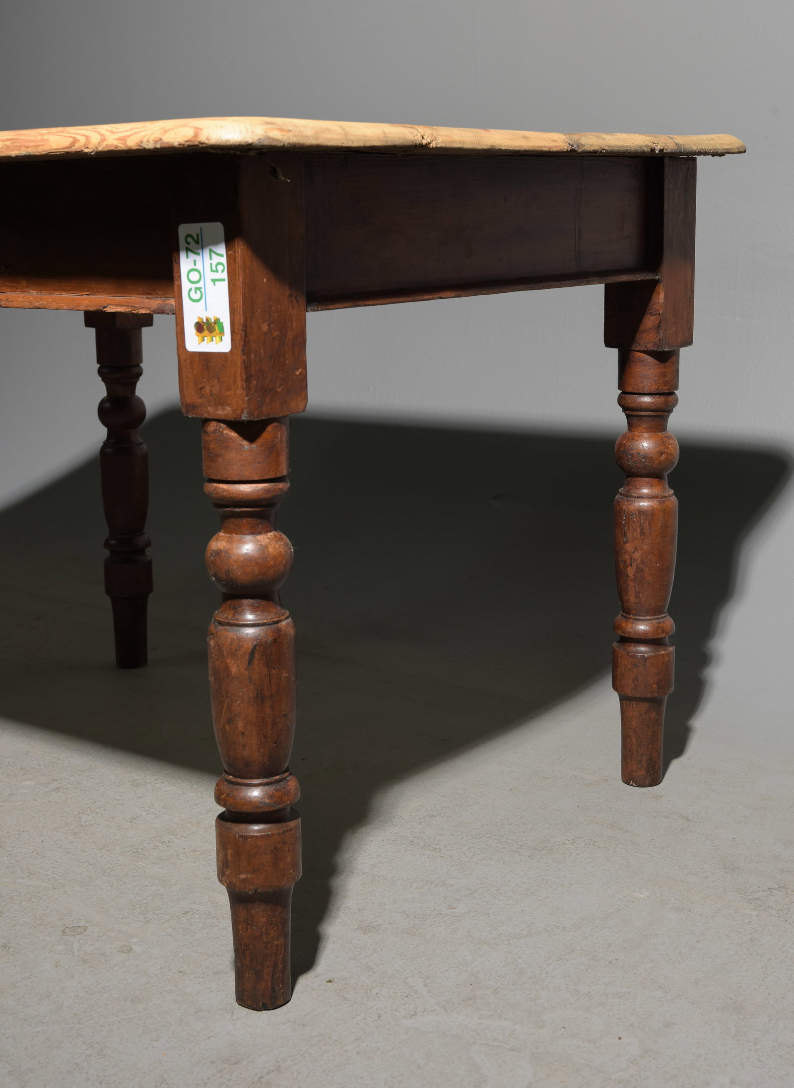 British Pine Stained Base Turned Leg Table - 3