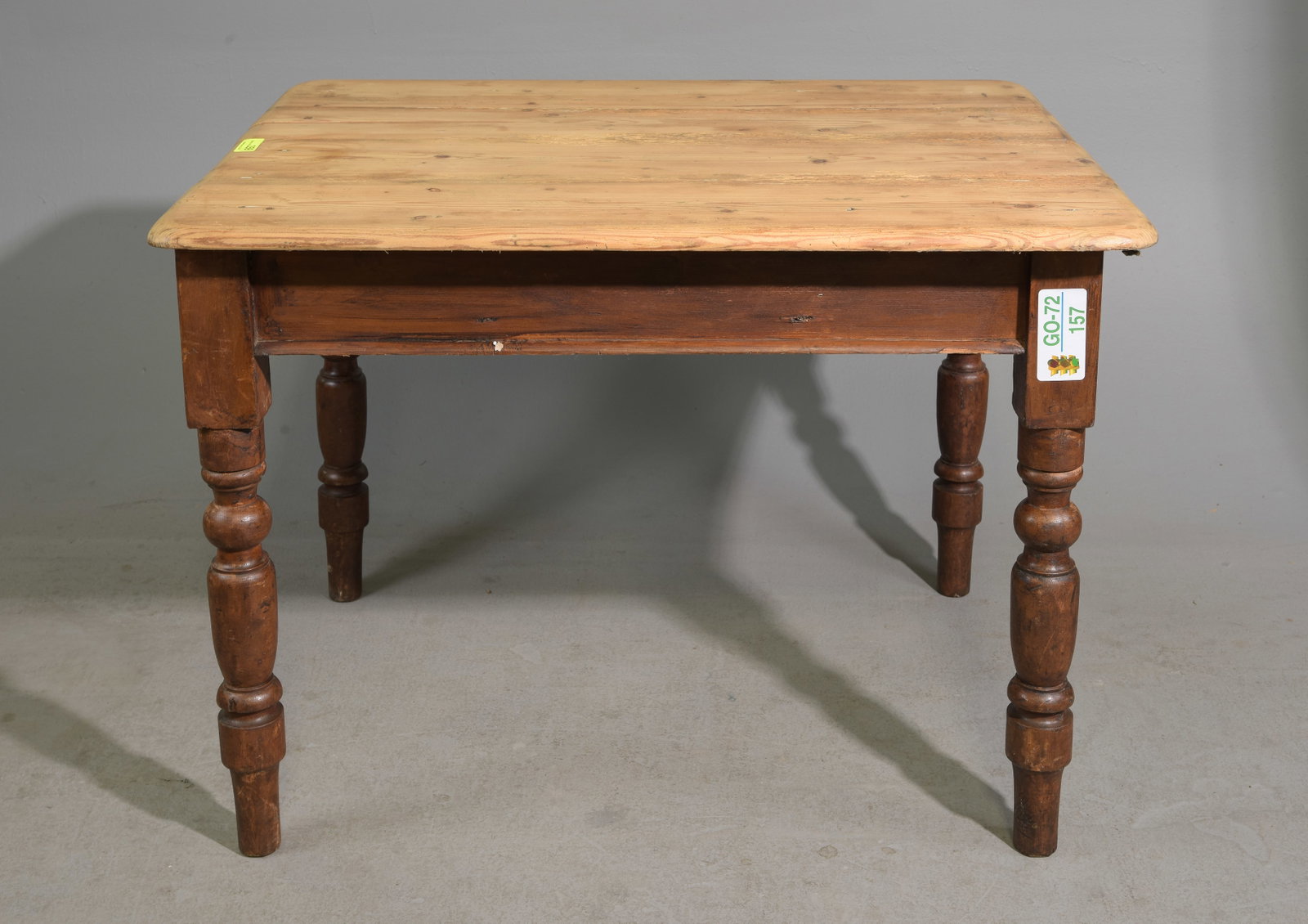 British Pine Stained Base Turned Leg Table - 4