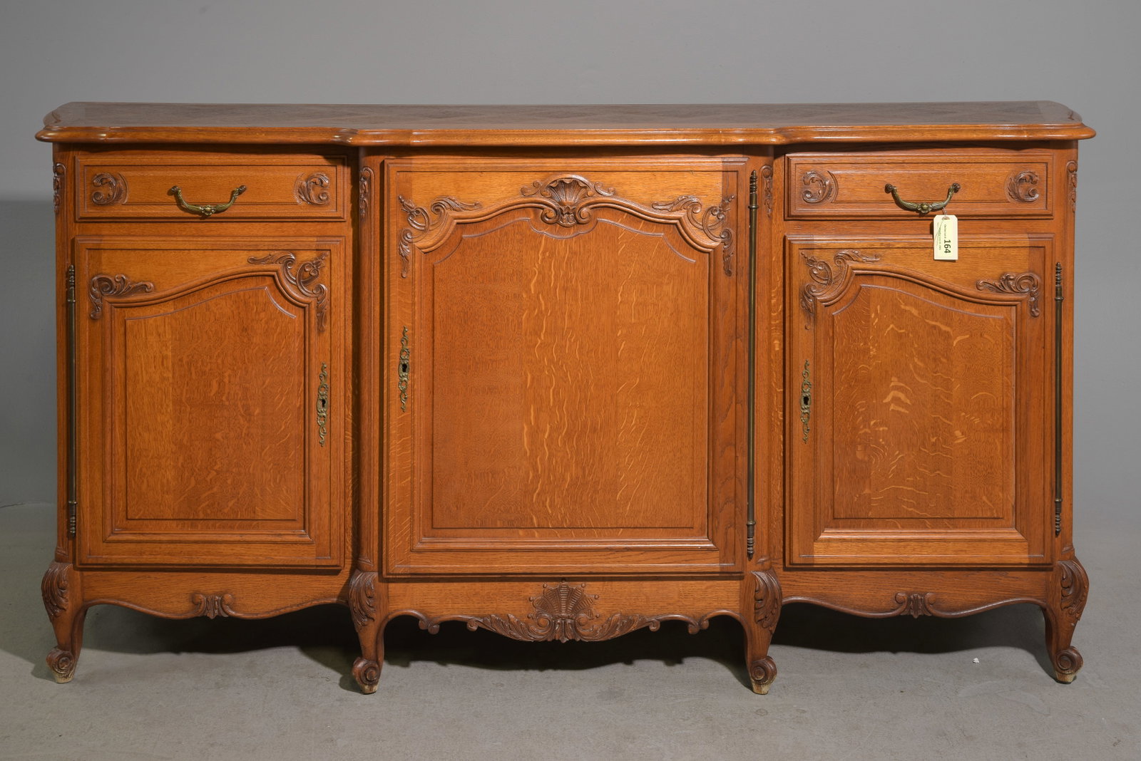 Louis XV Style Oak Four Door Sideboard #2: French Louis XV Style Oak Four Door Sideboard / Enfilade - 41 in tall x 82 x 23.5