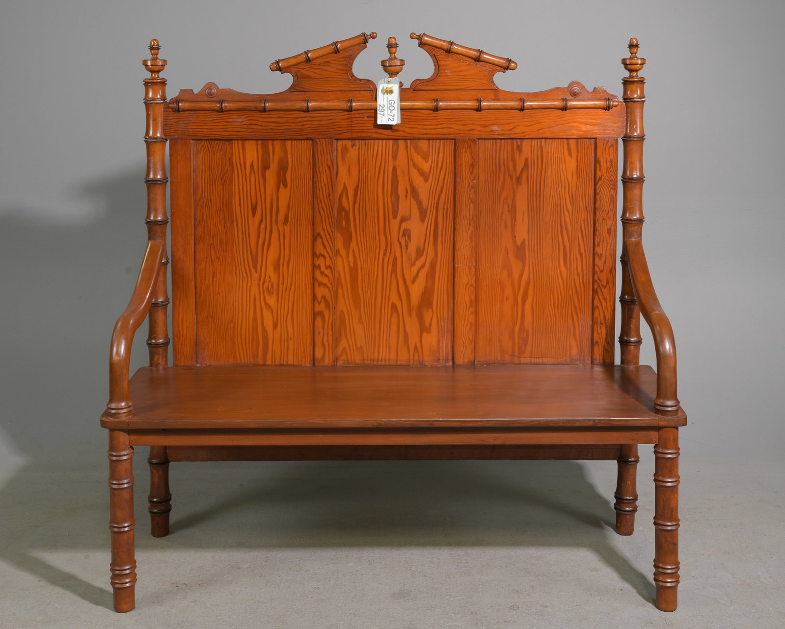 Faux Bamboo High Back Hall Bench (1 of 6)