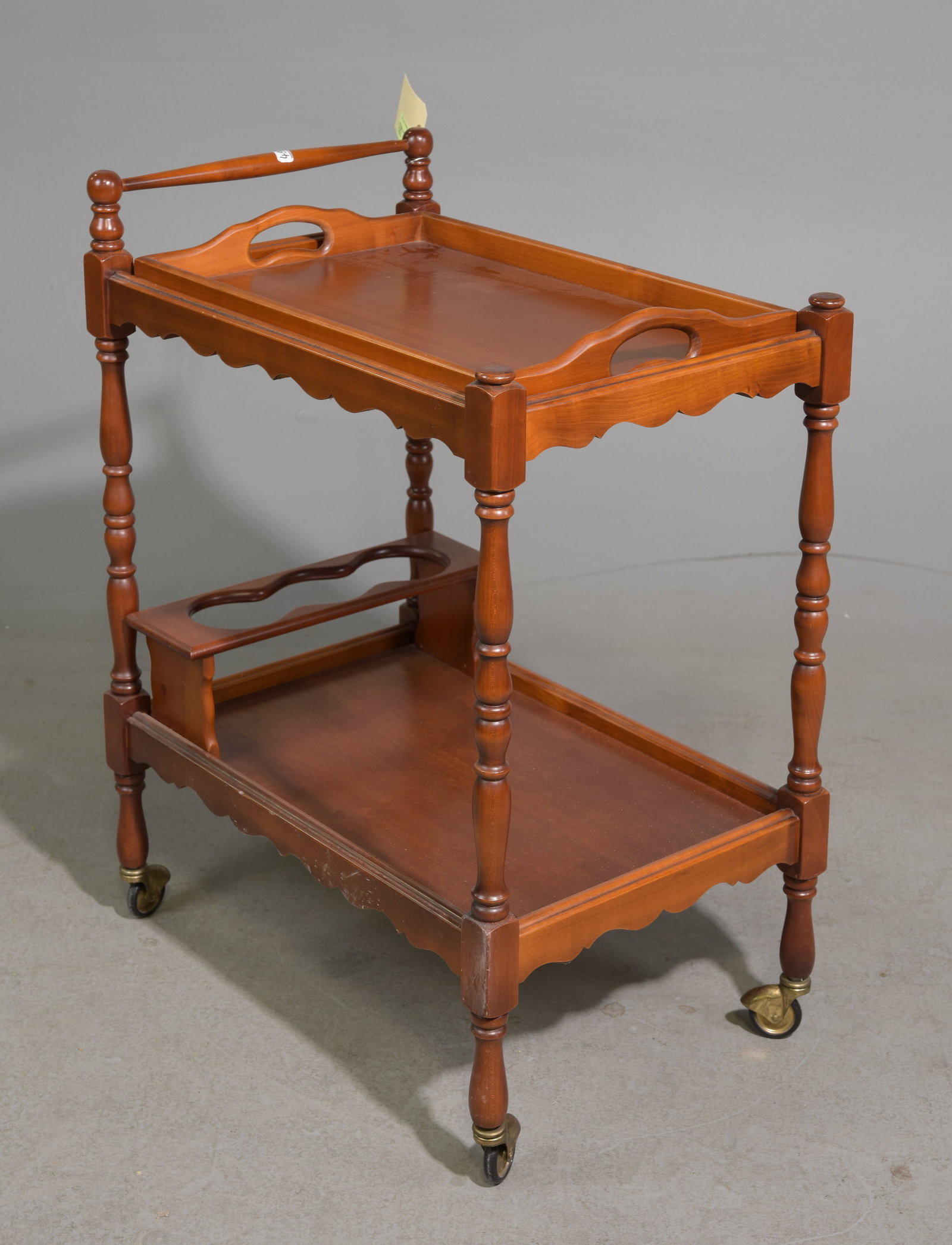 French Two Tier Cherry Trolley / Cart with Tray: French Two Tier Cherry Trolley / Cart with Tray - 30.25 in tall x 23.25 x 15.5