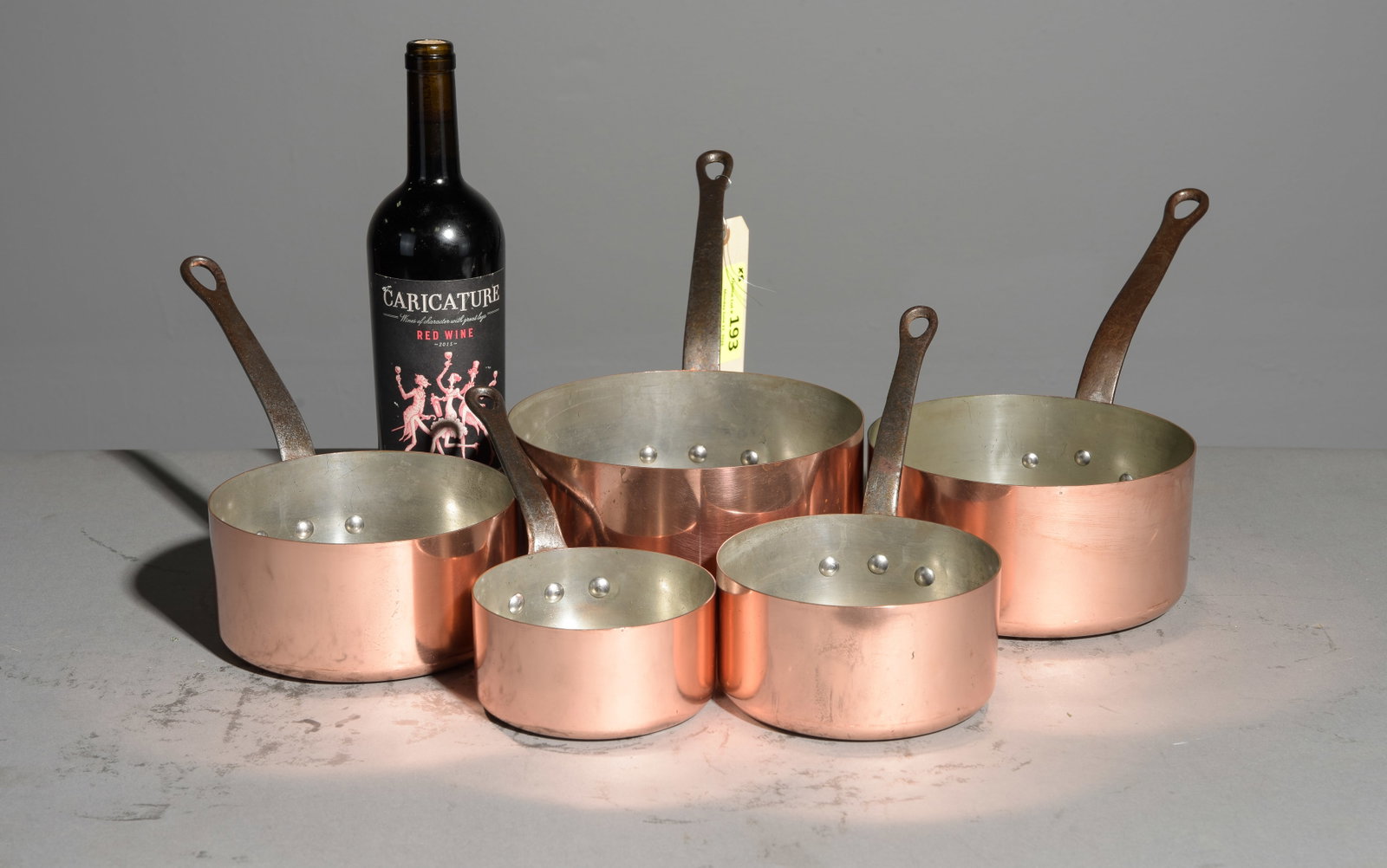 French Copper Set of 5 Graduated Sauce Pans (1 of 3)
