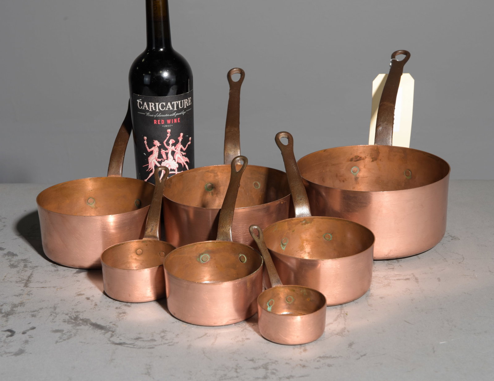 French Polished Copper Set of 5 Sauce Pans (1 of 3)