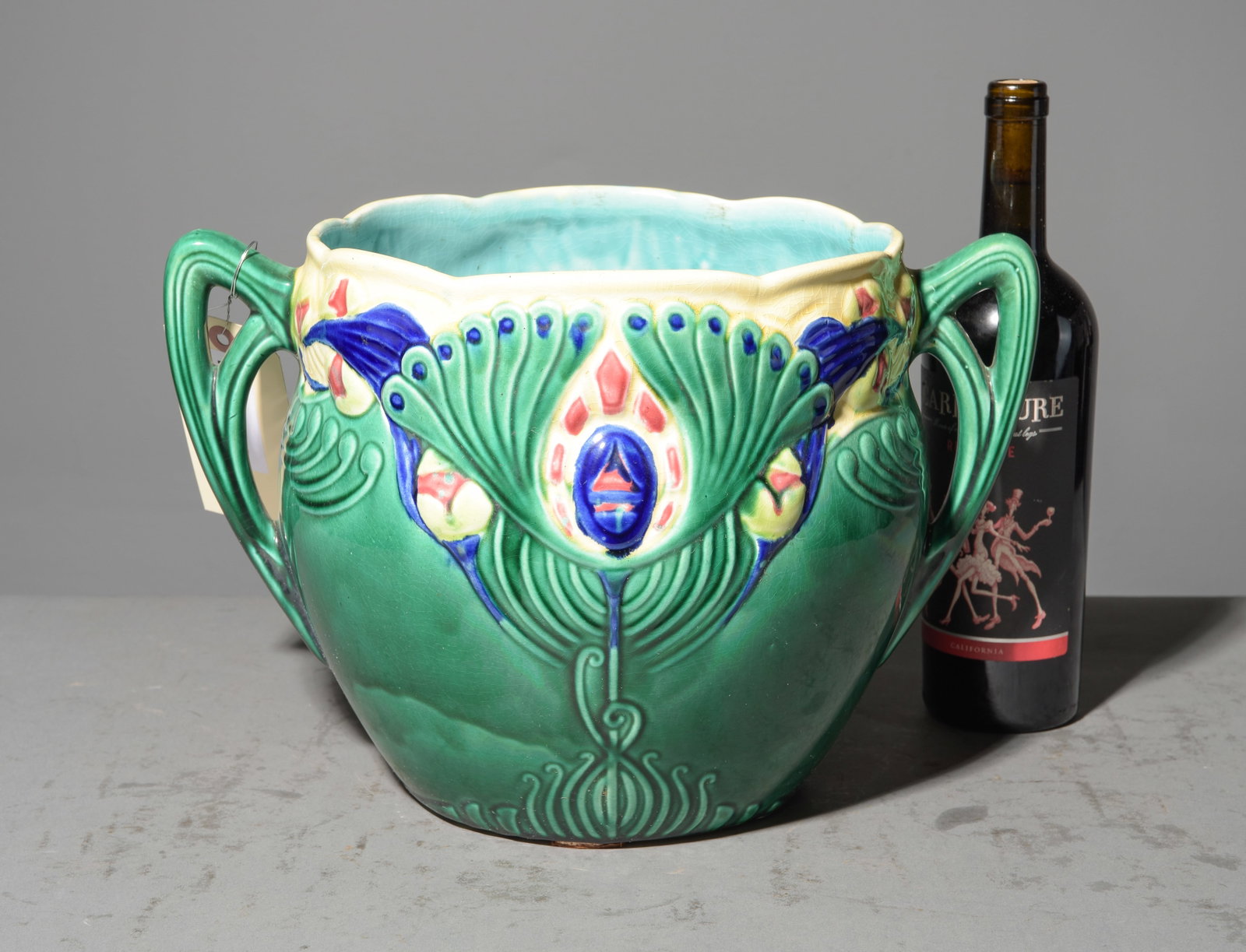 Orchies Majolica Jardiniere / Planter #2: French Orchies Majolica Jardiniere / Planter - 9.75 in tall x 14.5 x 10