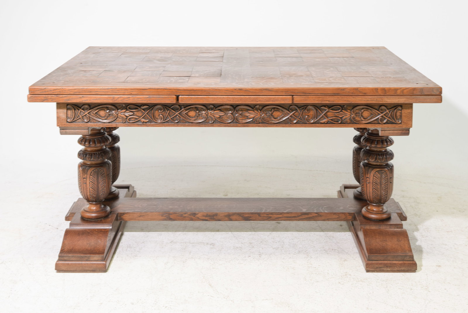 Renaissance Style Carved Oak Draw Leaf Table (1 of 5)
