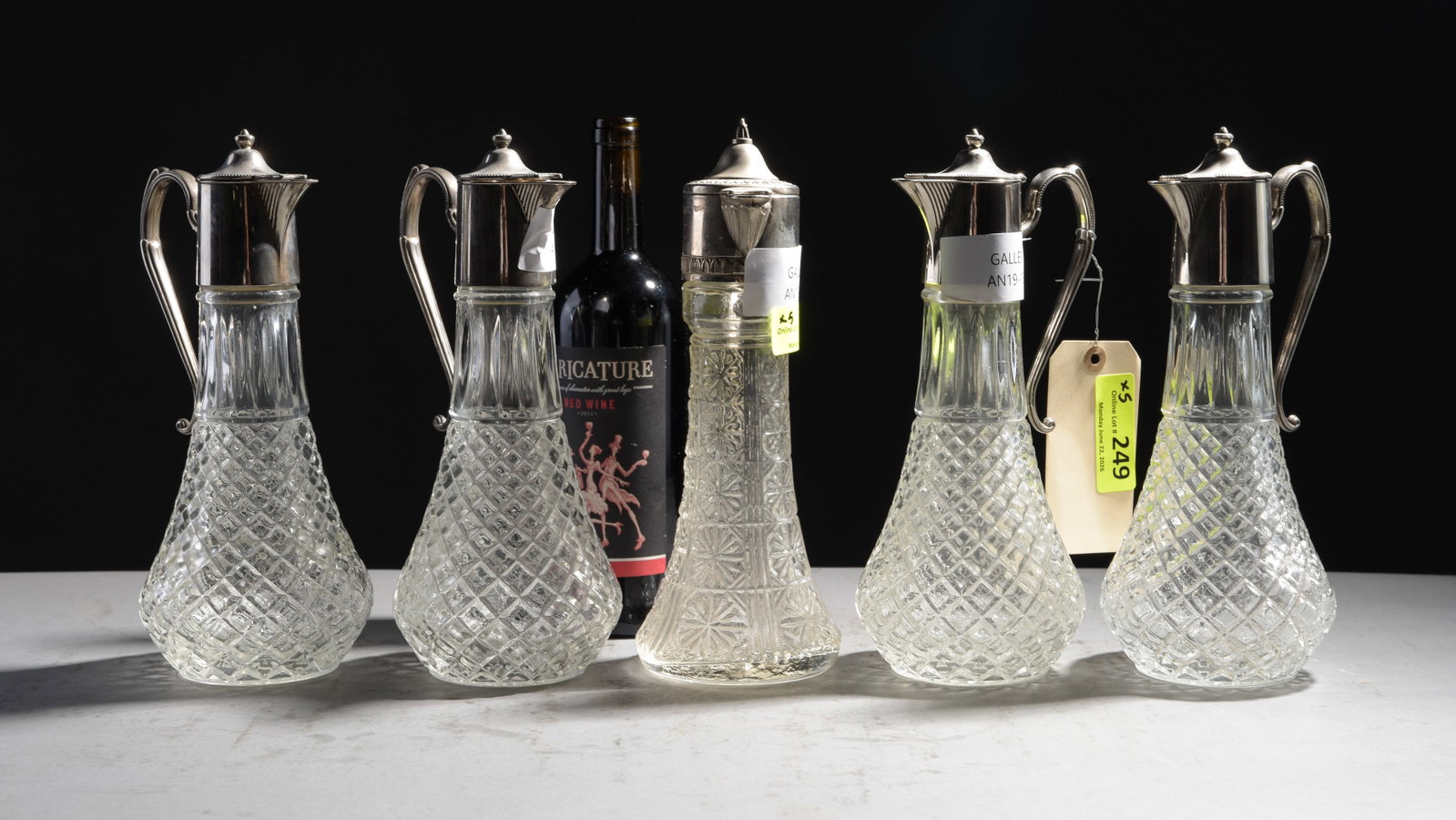 Five Danish Silverplated & Glass Claret Jugs #1 (1 of 5)