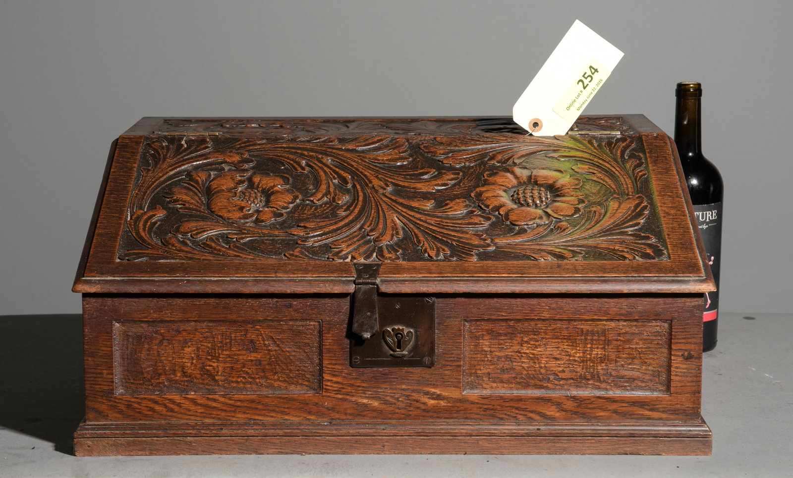 British Carved Oak Bible Box c.1920's-30's (1 of 6)
