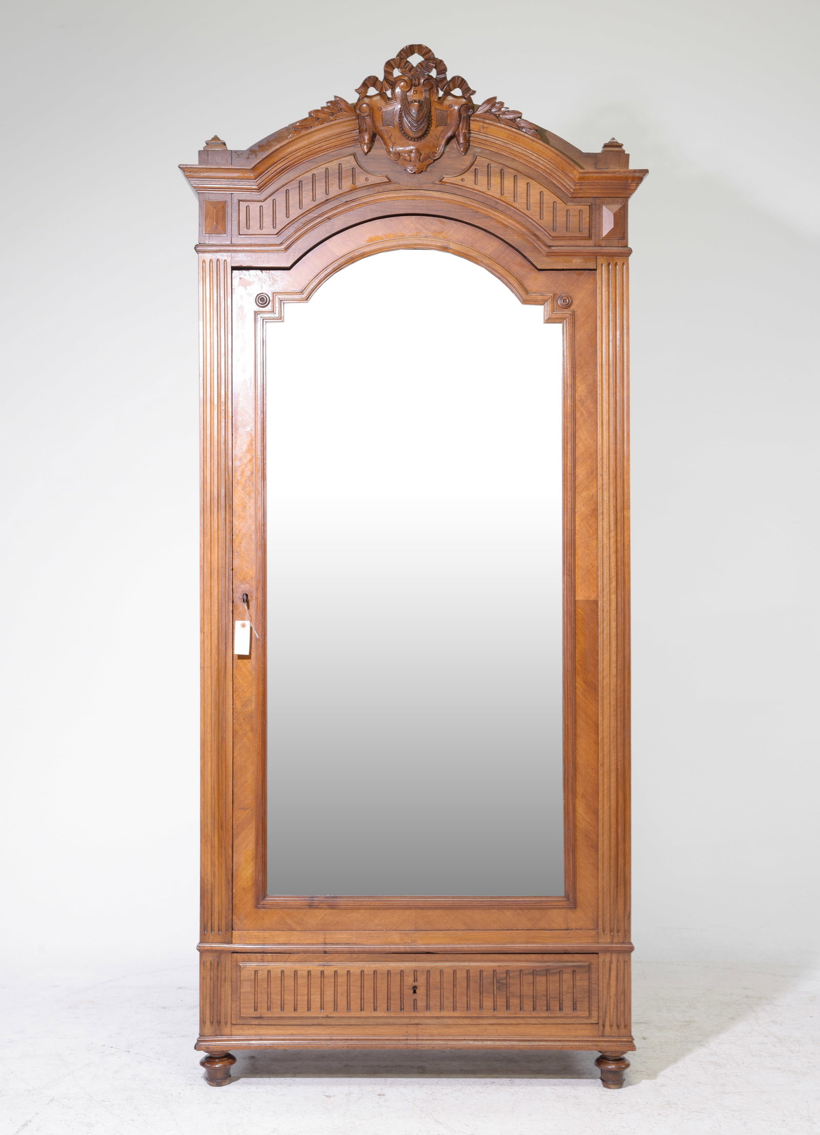 Henri II Style Walnut Mirror Door Armoire (1 of 9)