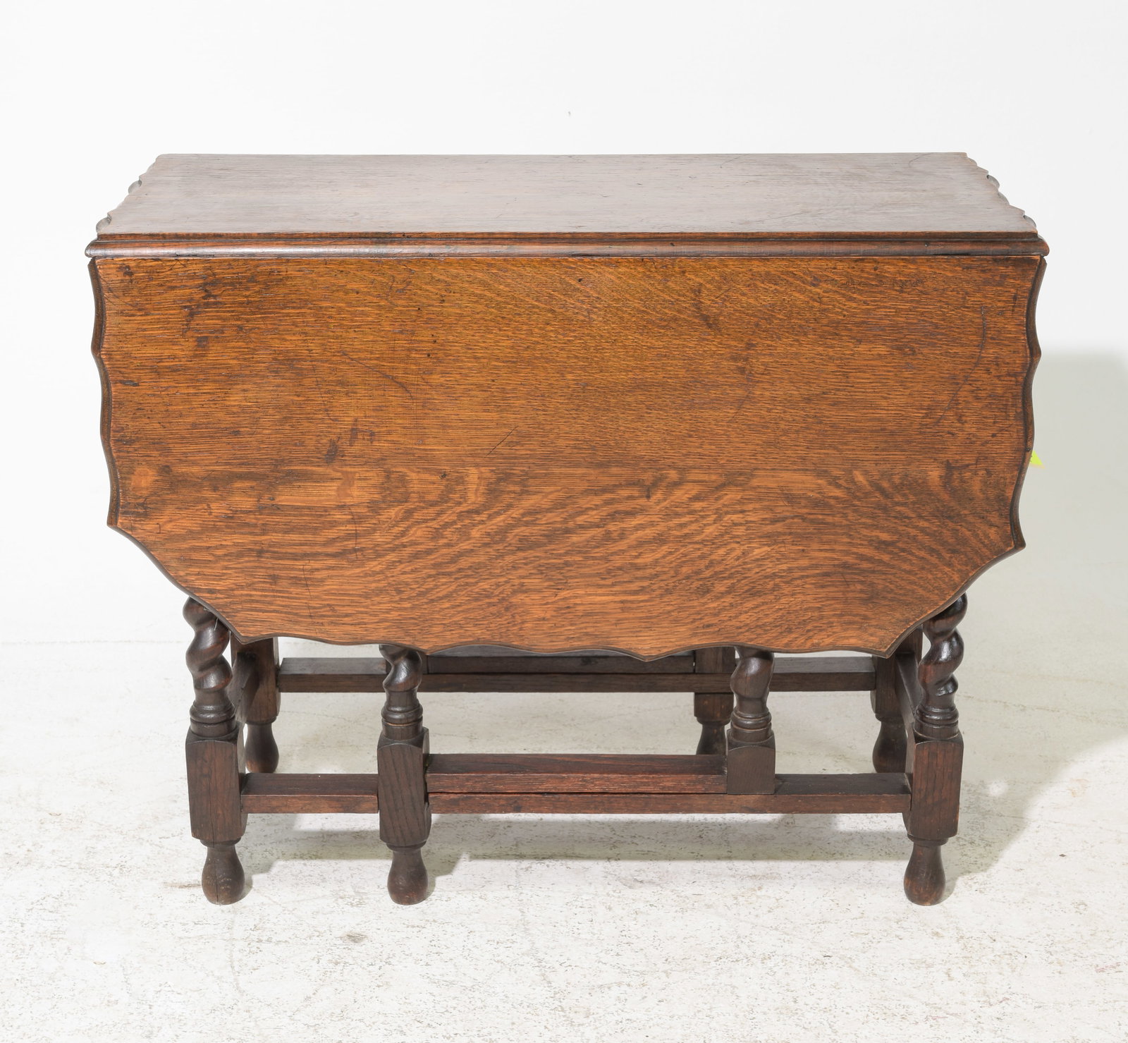 British Oak Scalloped Edge Drop Leaf Table (1 of 4)