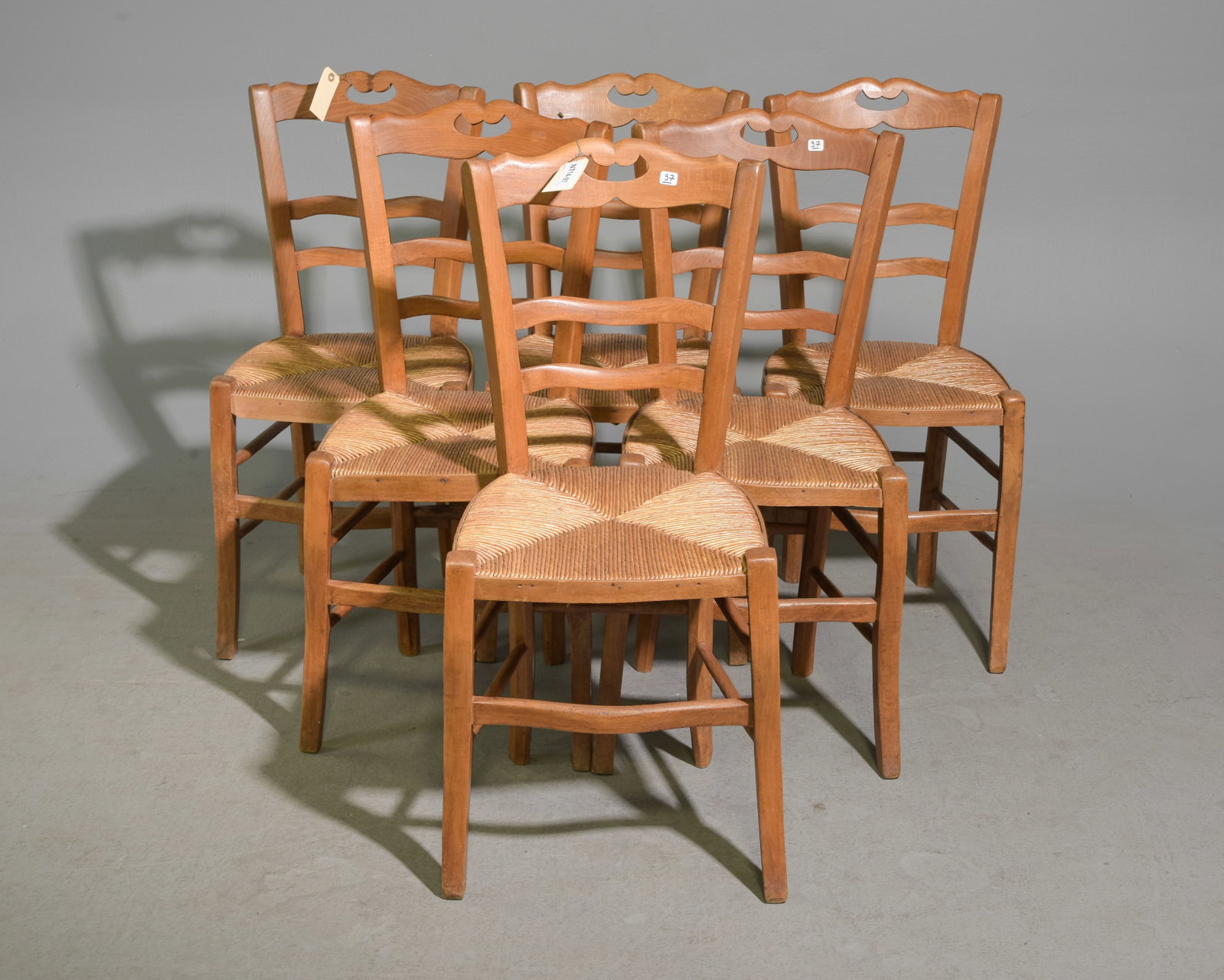 French Set of 6 Rush Seat Dining Chairs (1 of 4)