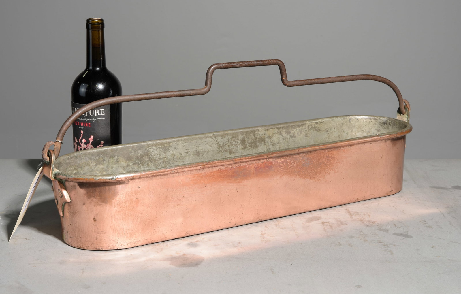 French Polished Copper Fish Kettle / Steamer #1: French Polished Copper Fish Kettle / Steamer - 5.5 in tall x 26.5 x 7.75