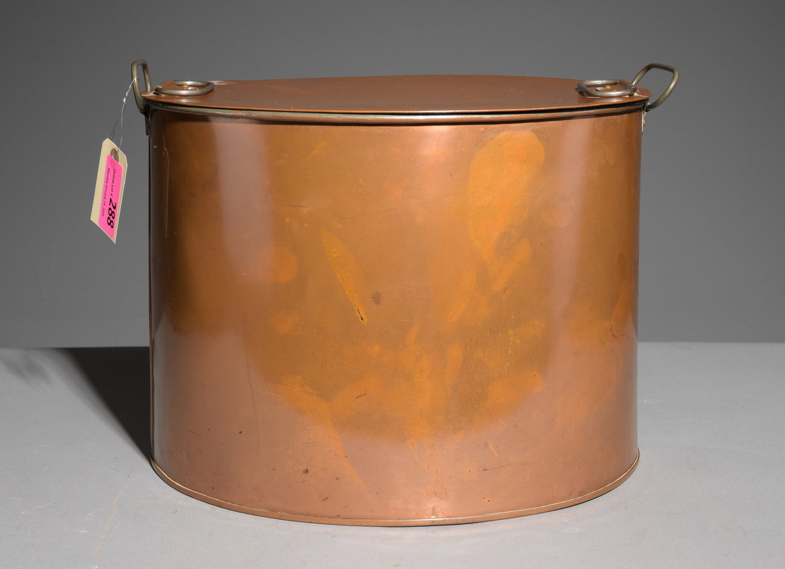 Polished Copper Lidded Pot with Handles: Polished Copper Lidded Pot with Handles - 12.5 in tall x 17 x 13