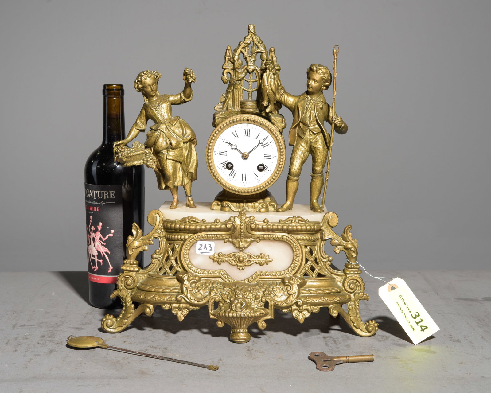 French Spelter Figural & Marble Clock (1 of 5)