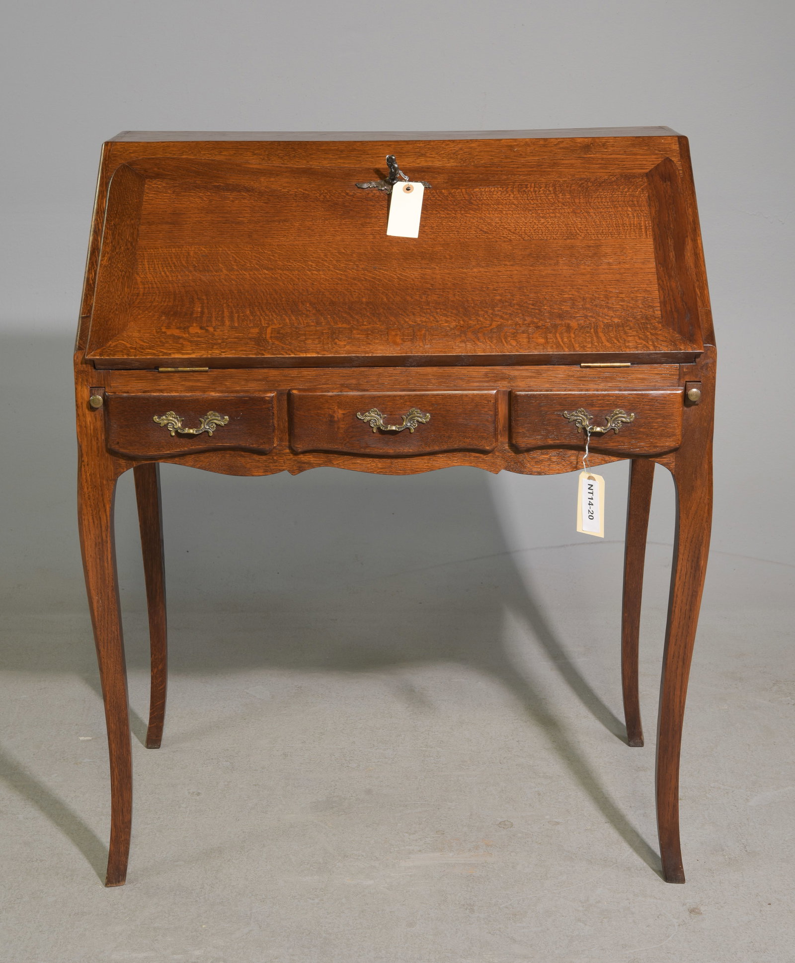 Louis XV Style Oak Drop Front Desk with Drawers (1 of 7)