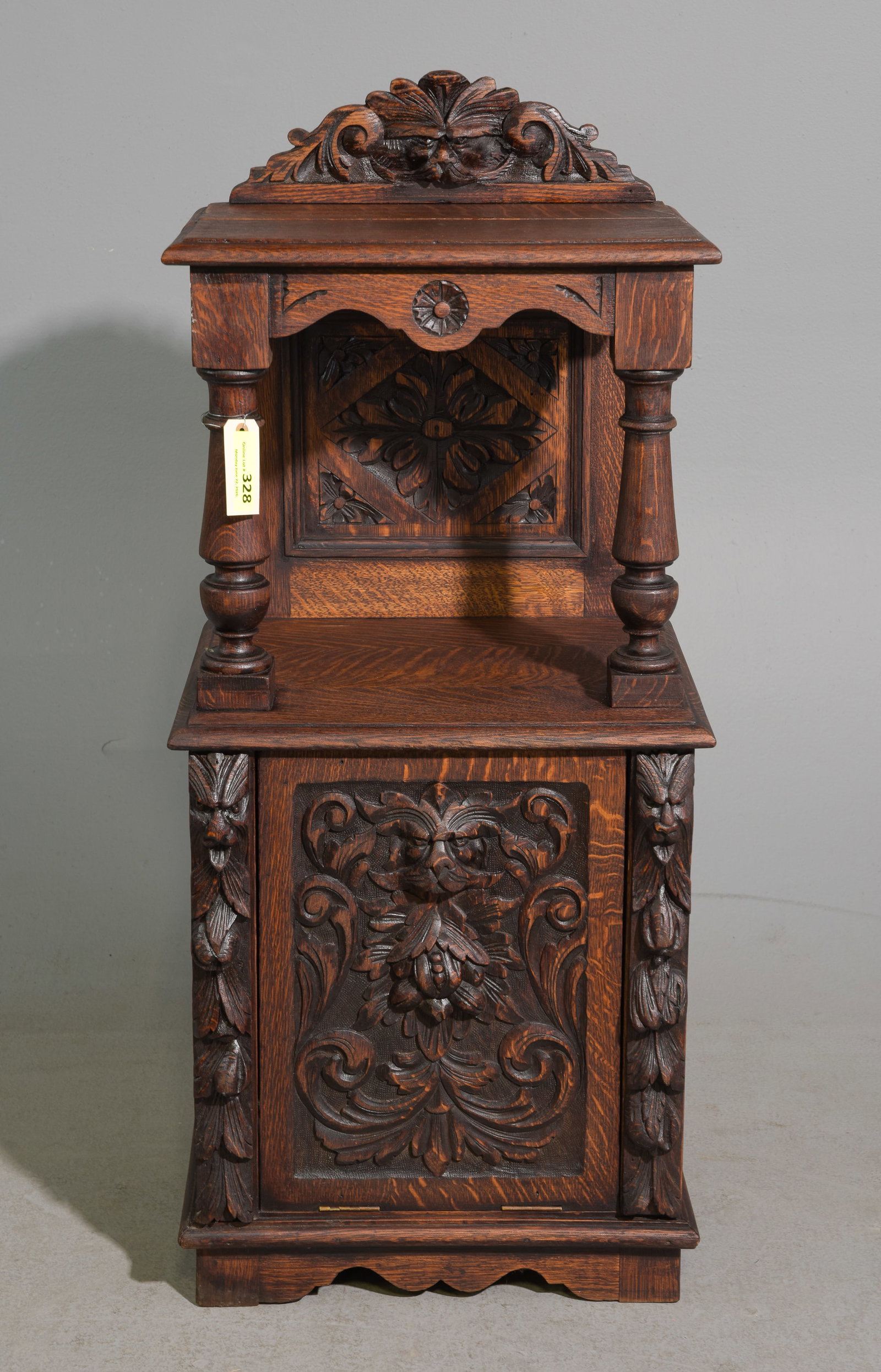 Renaissance Style Finely Carved Oak Side Cabinet (1 of 7)