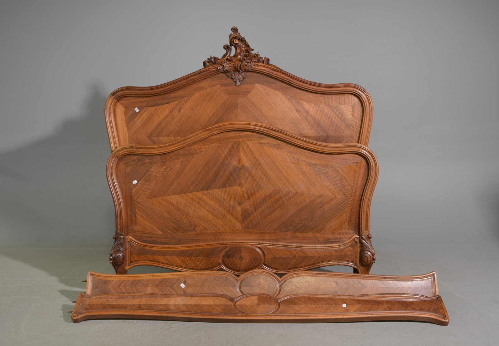 Louis XV Style Walnut Bed with Rails (1 of 3)