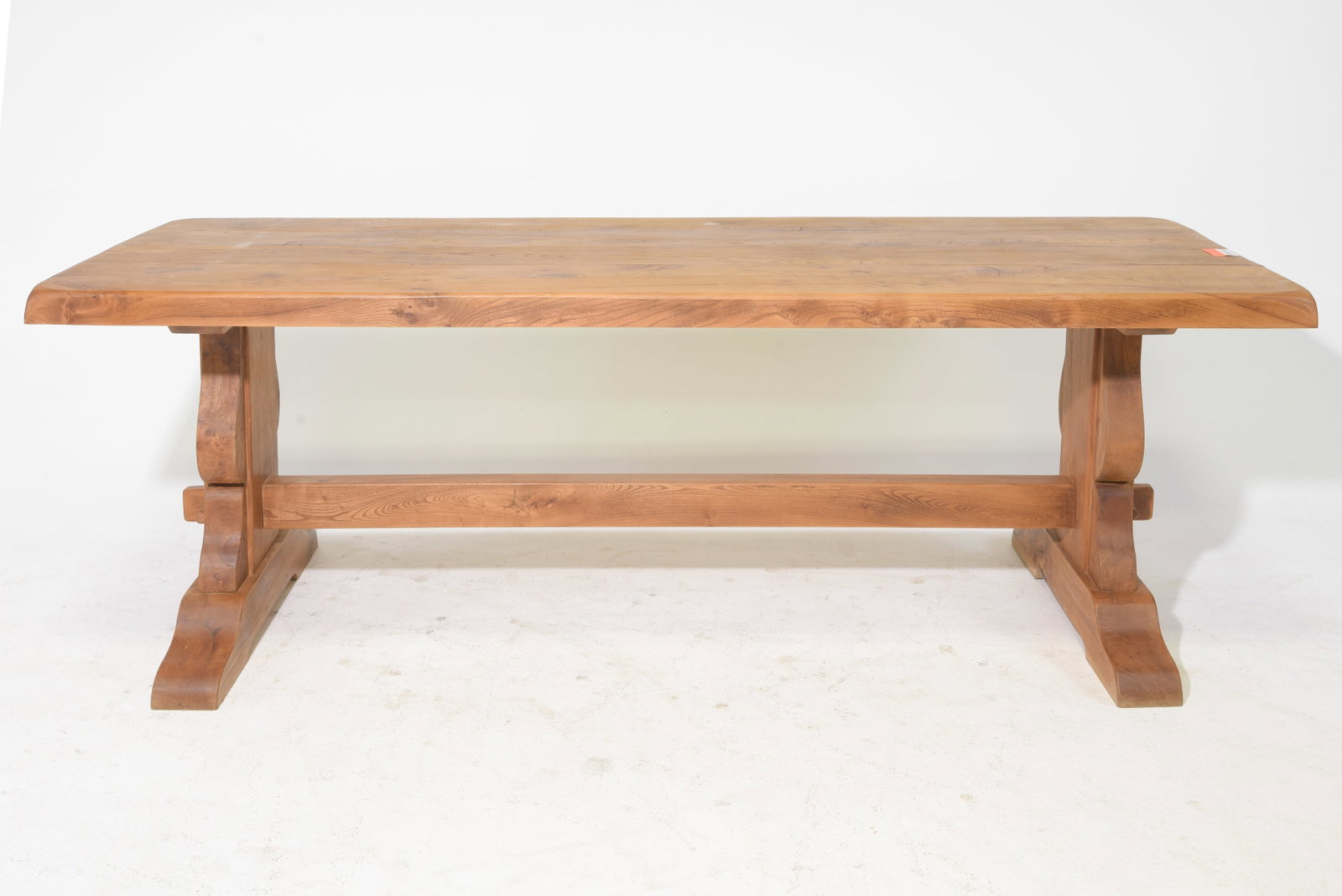 French Solid Oak Trestle Base Monastery Table: French Solid Oak Trestle Base Monastery / Farmhouse Table - 29.5 in tall x 85 x 30.25, Floor to under is 27 inches