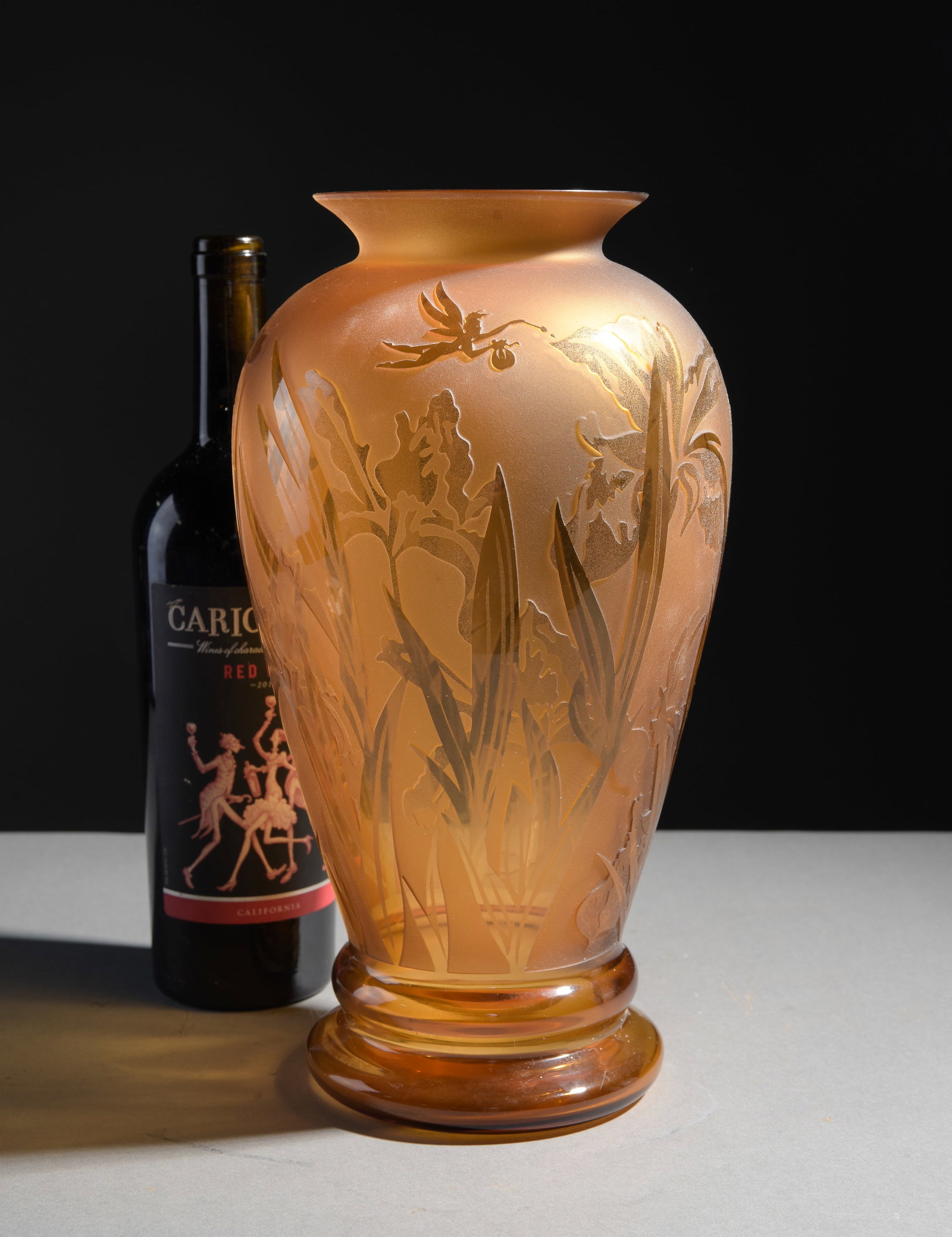 Pilgrim Acid Etched Floral & Butterfly Vase: Pilgrim Acid Etched Floral & Butterfly Vase - 12.5 in tall x 6.25 inch diameter