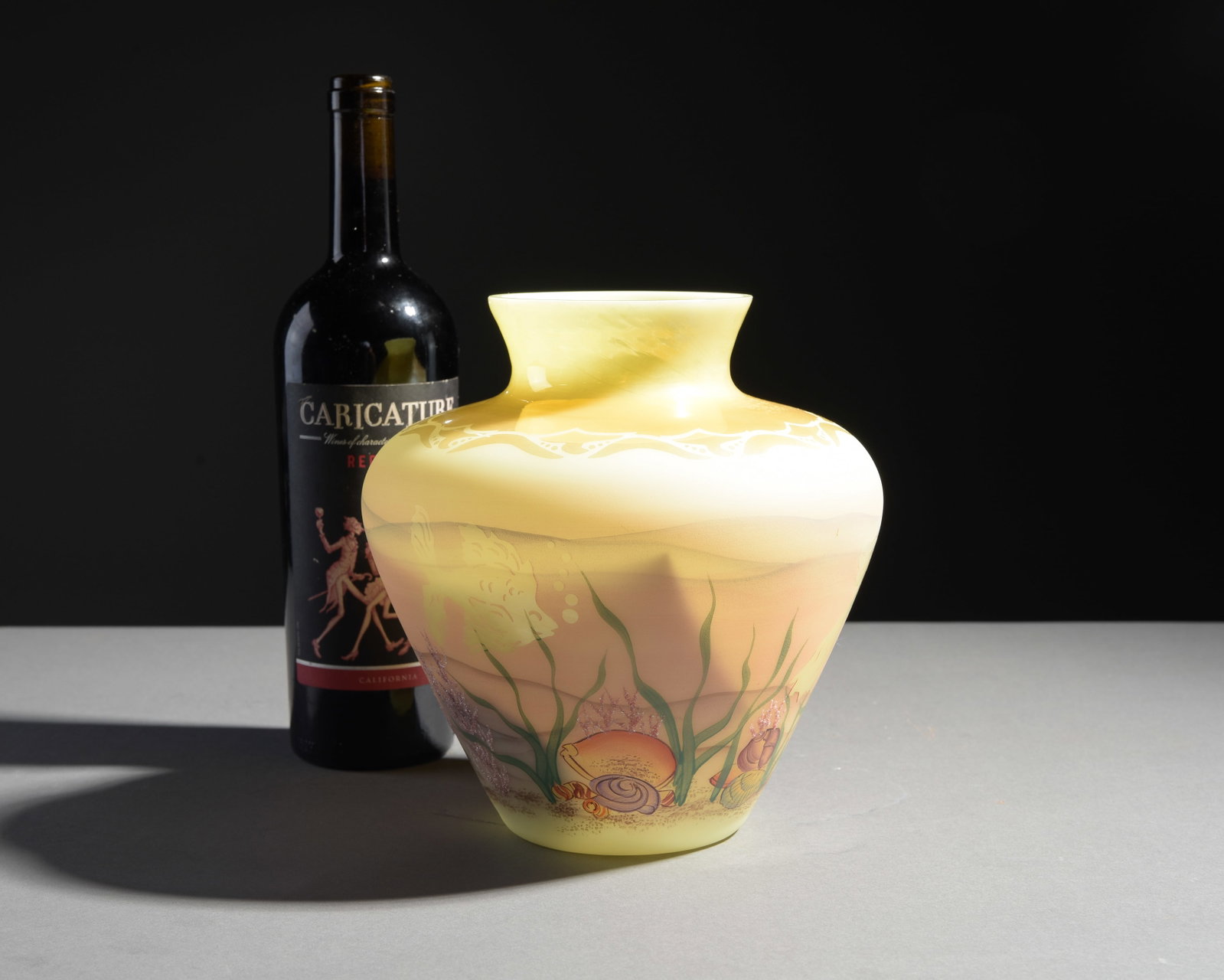 Fenton Seascape Hand Painted Vase: Fenton Seascape Hand Painted Vase part of Fentons Connoisseur Collection - 8.5 in tall x 7.5 inch diameter
