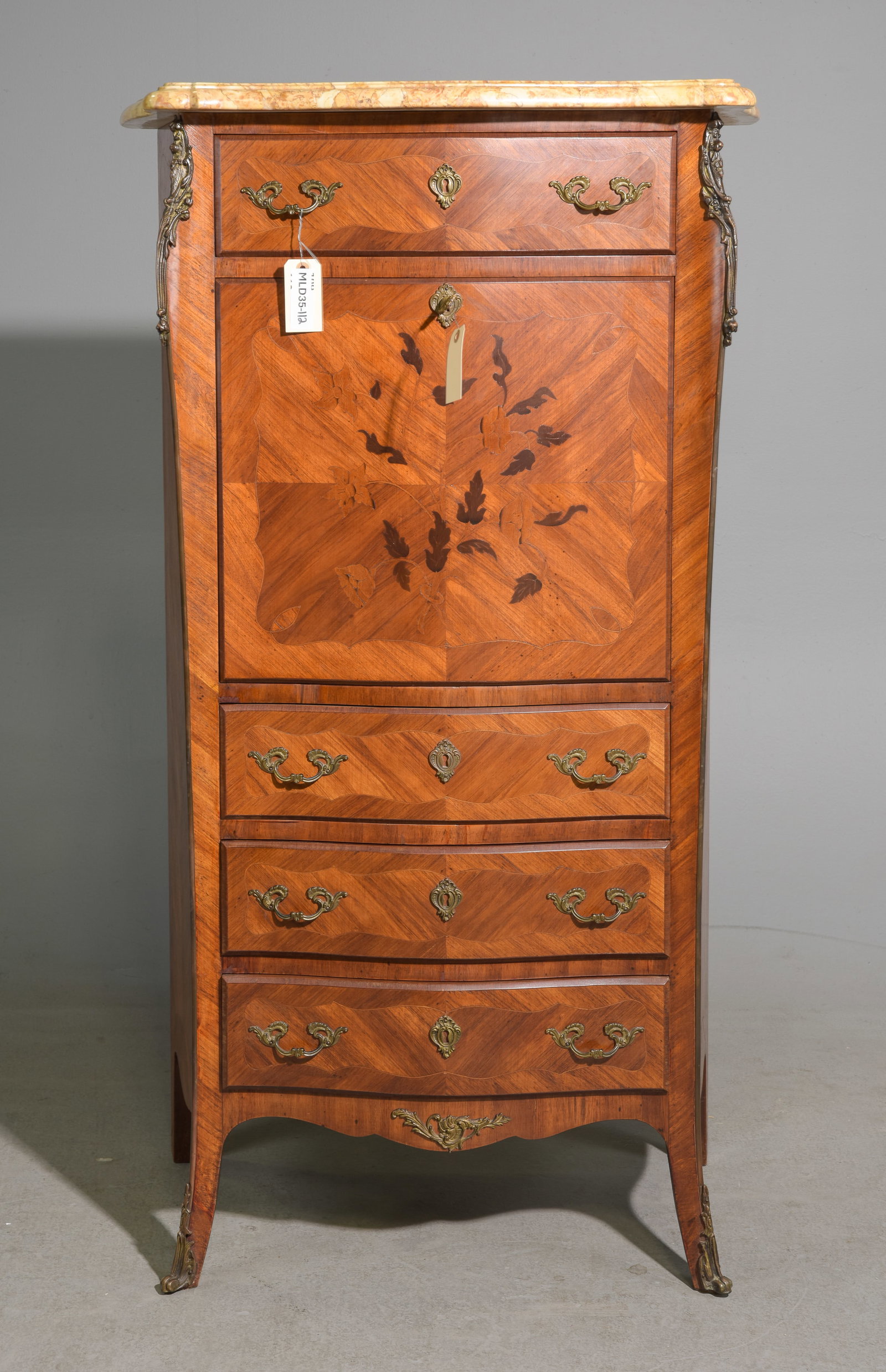 Louis XV Style Marble Top Secretary Abattant (1 of 6)