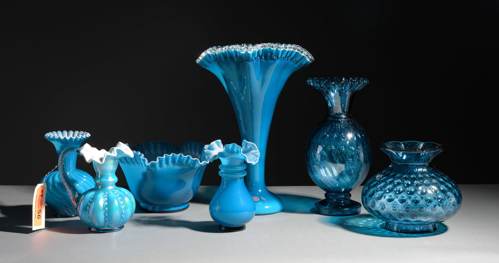 7pcs Assorted Fenton Teal Glass Vases (1 of 5)