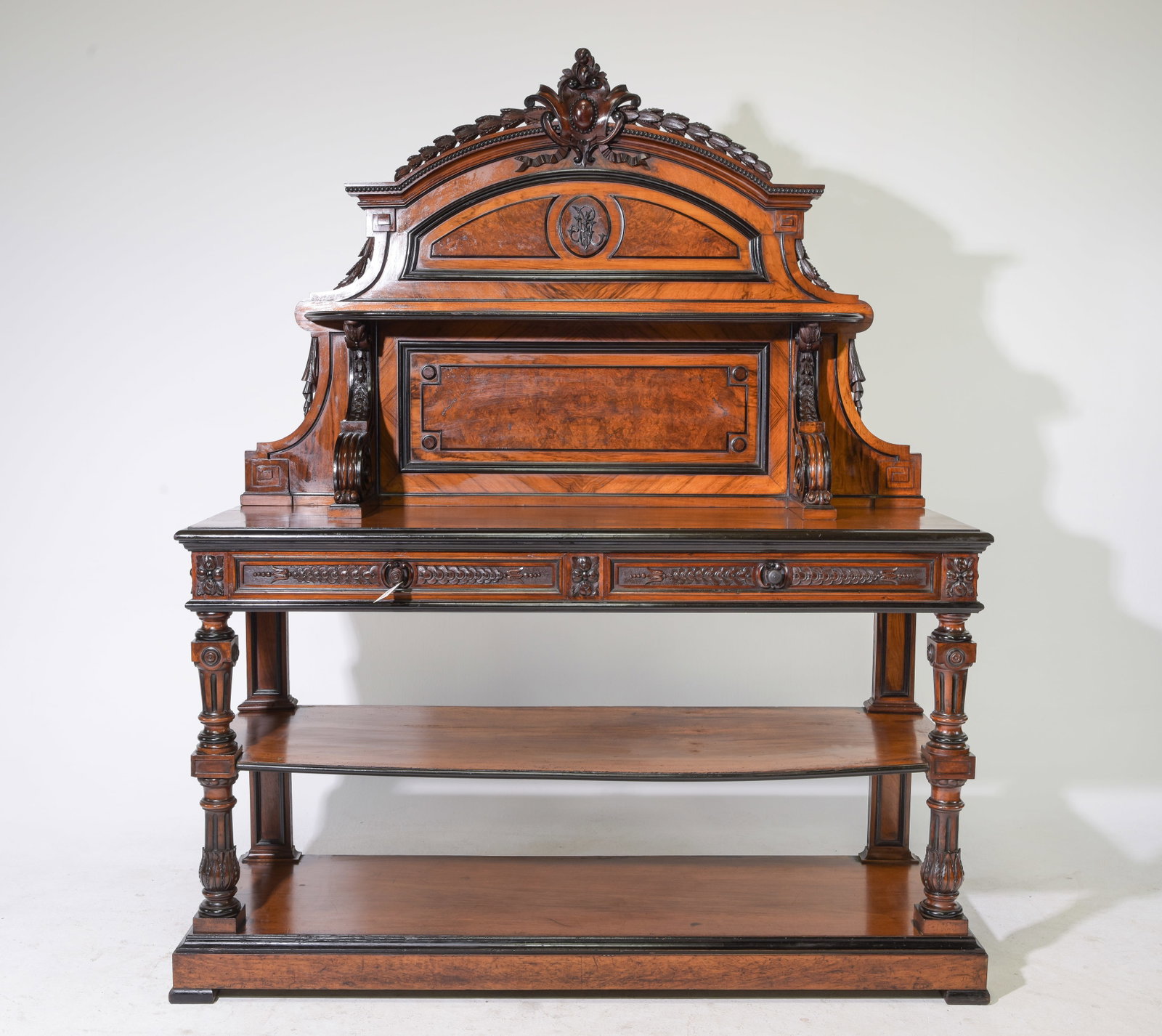 Henri II Style Walnut Server with Ebonized Accent (1 of 5)