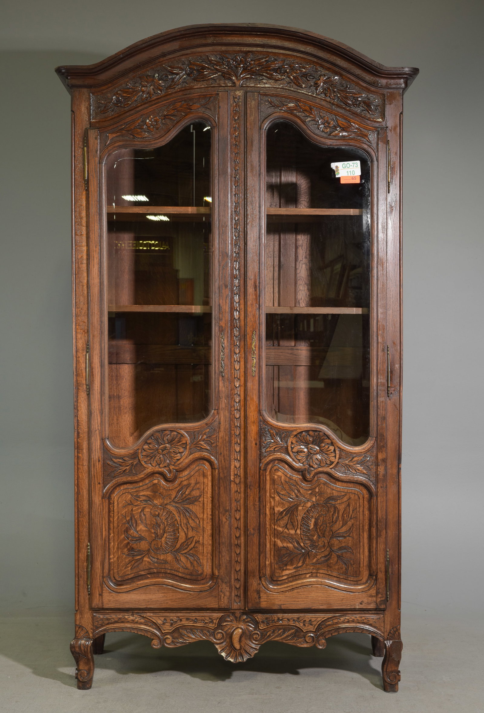 Louis XV Style Carved Oak Double Door Bookcase (1 of 9)