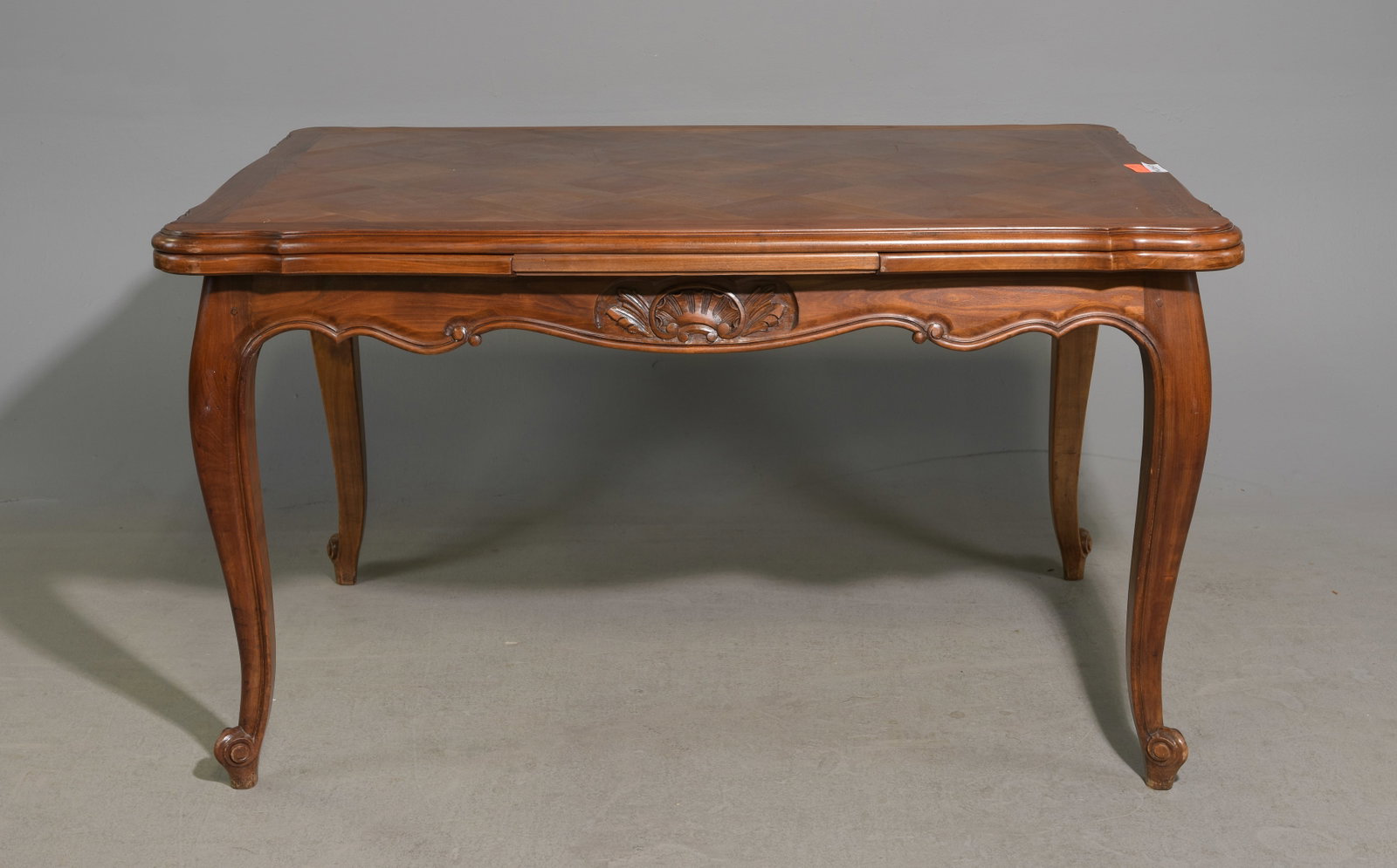 Louis XV Style Oak Parquet Top Draw Leaf Table (1 of 4)