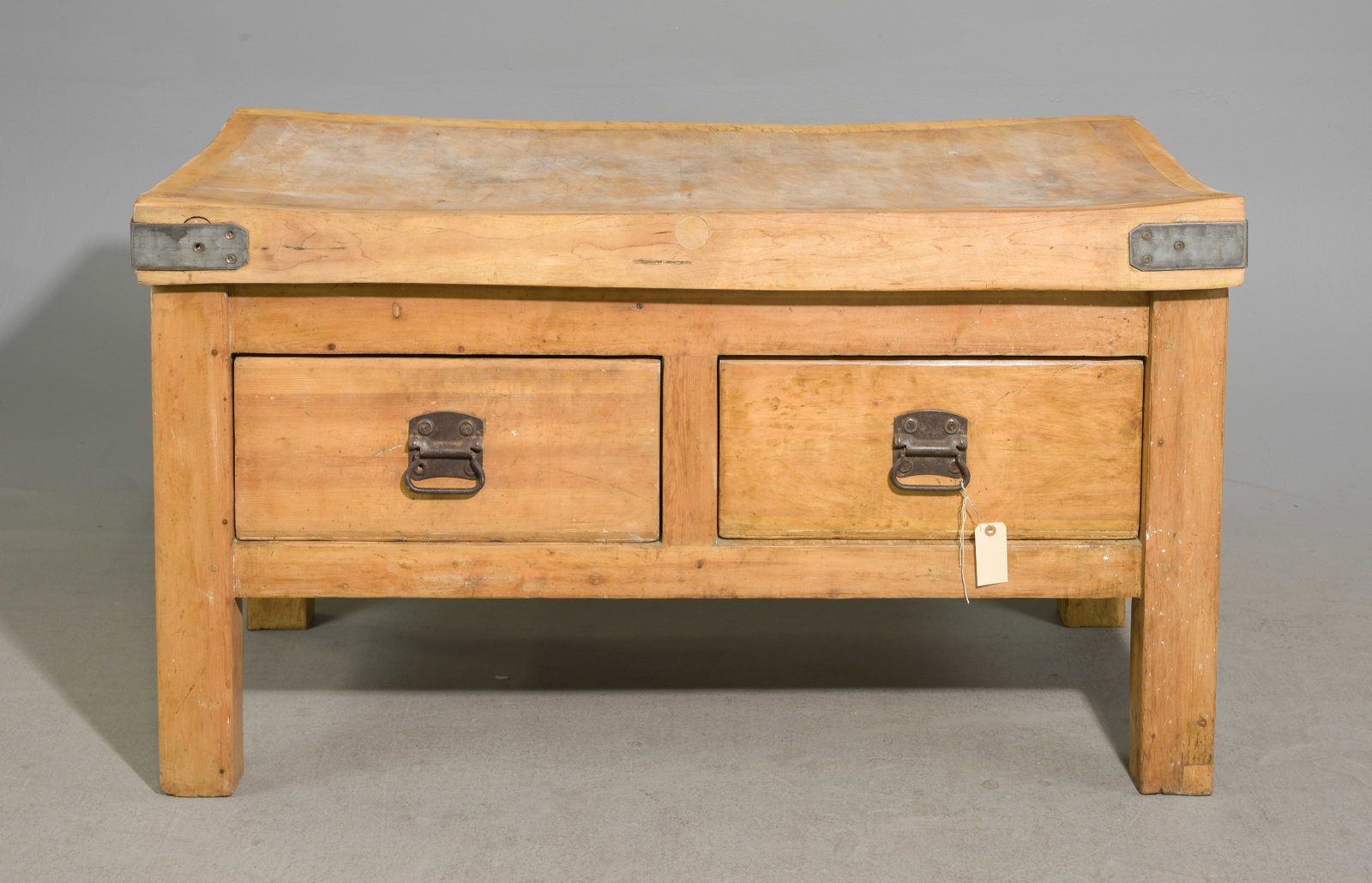 British Pine Butcher Block with Two Drawers (1 of 5)