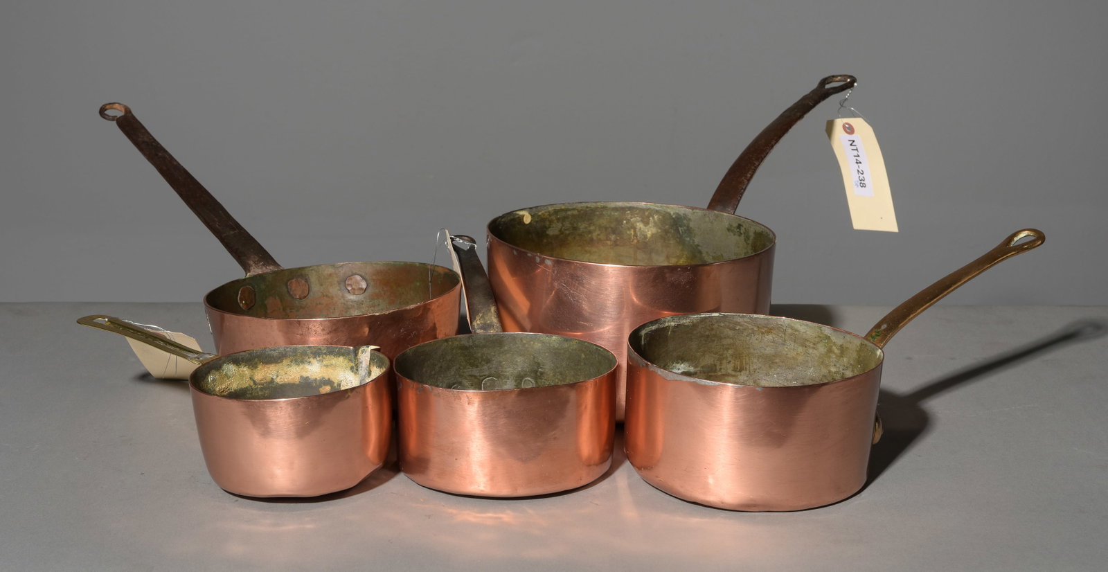 5 Assorted French Polished Copper Sauce Pans (1 of 4)