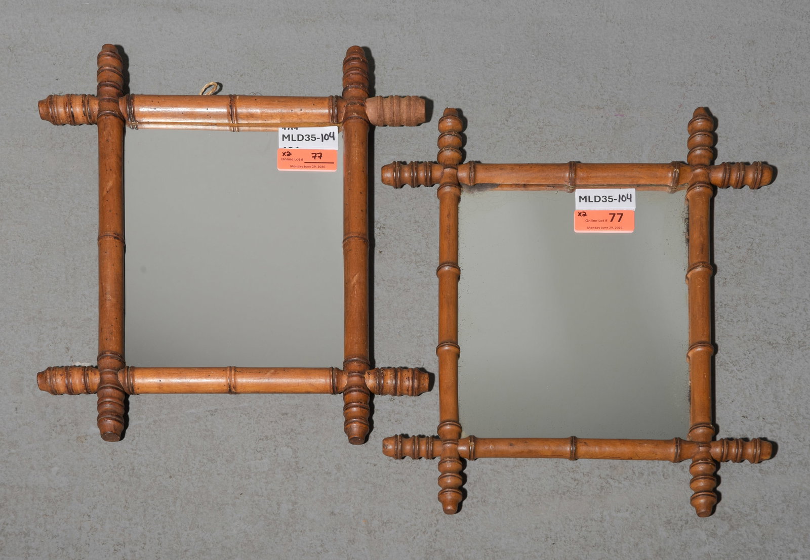 2 Small Faux Bamboo Framed Mirrors #1 (1 of 4)