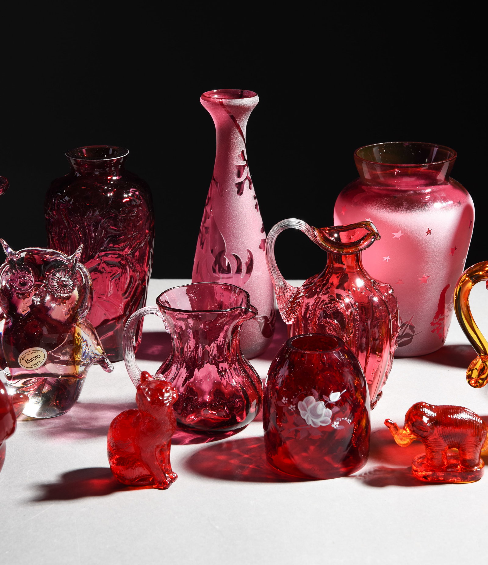 19pcs Assorted Ruby Glassware / Figurines - 3