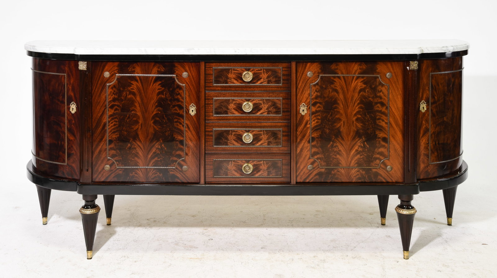 Louis XVI Style White Marble Top Curved Sideboard #1 (1 of 5)