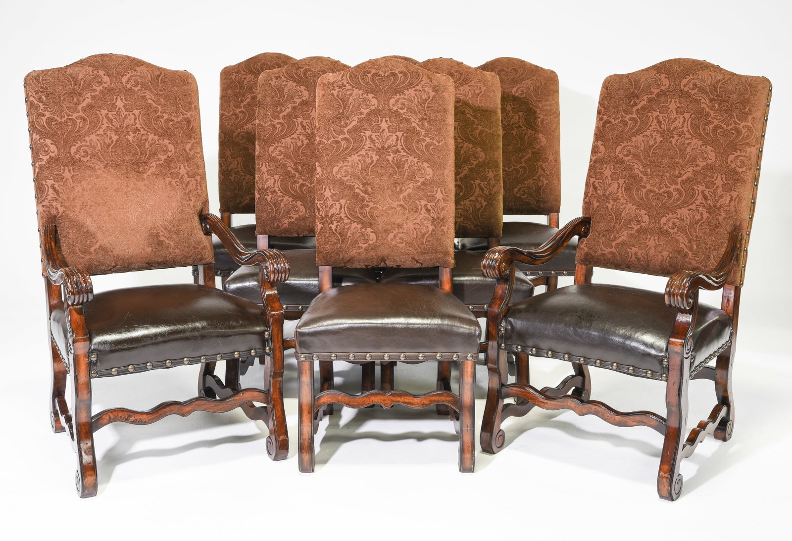 Set of 8 Oversize High Back Upholstered Dining Chairs (1 of 5)