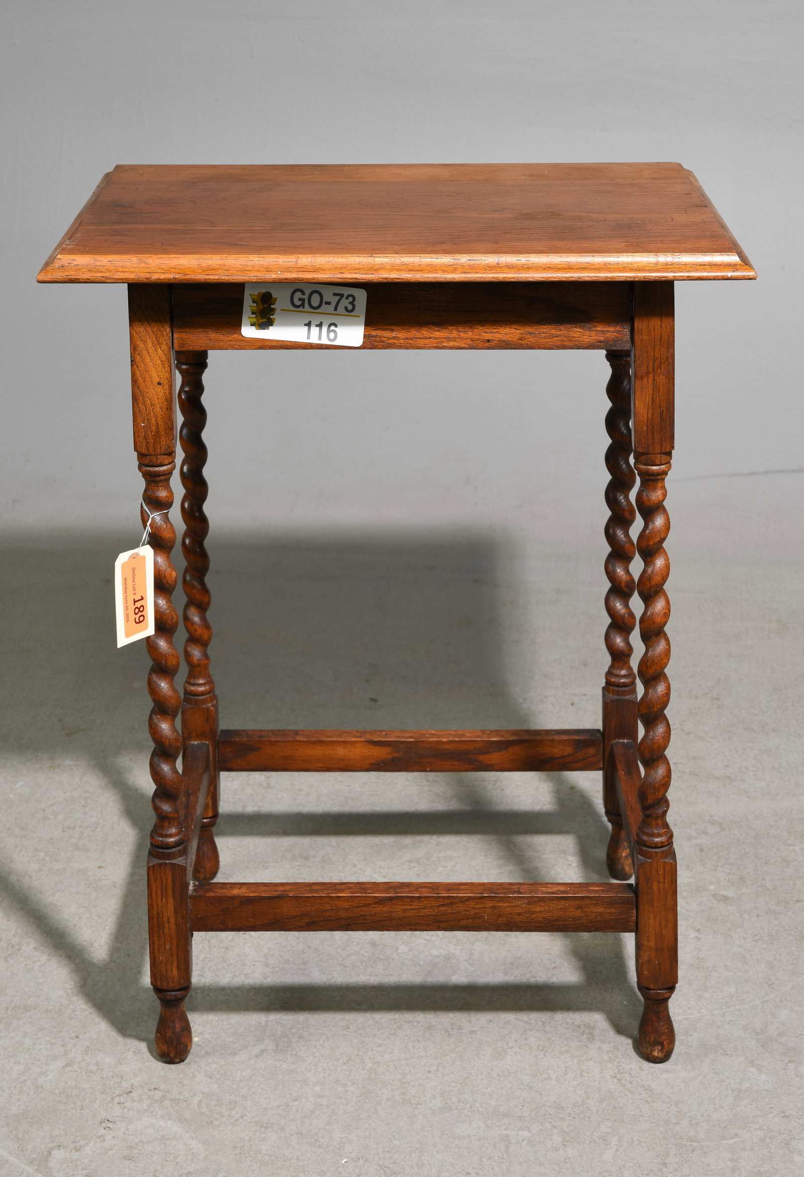 British Oak Barley Twist Occasional Table c.1920's #1: British Oak Barley Twist Occasional Table c.1920's - 29 in tall x 23 x 16