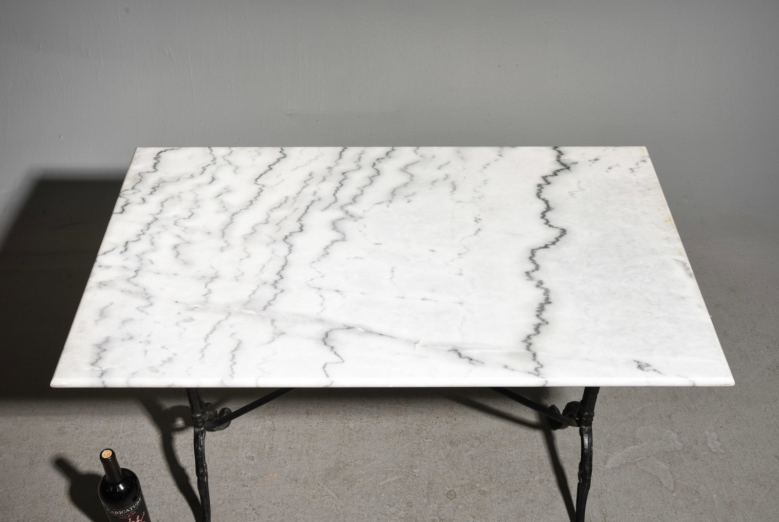 French Marble Top Iron Base Rectangular Bistro Table - 2