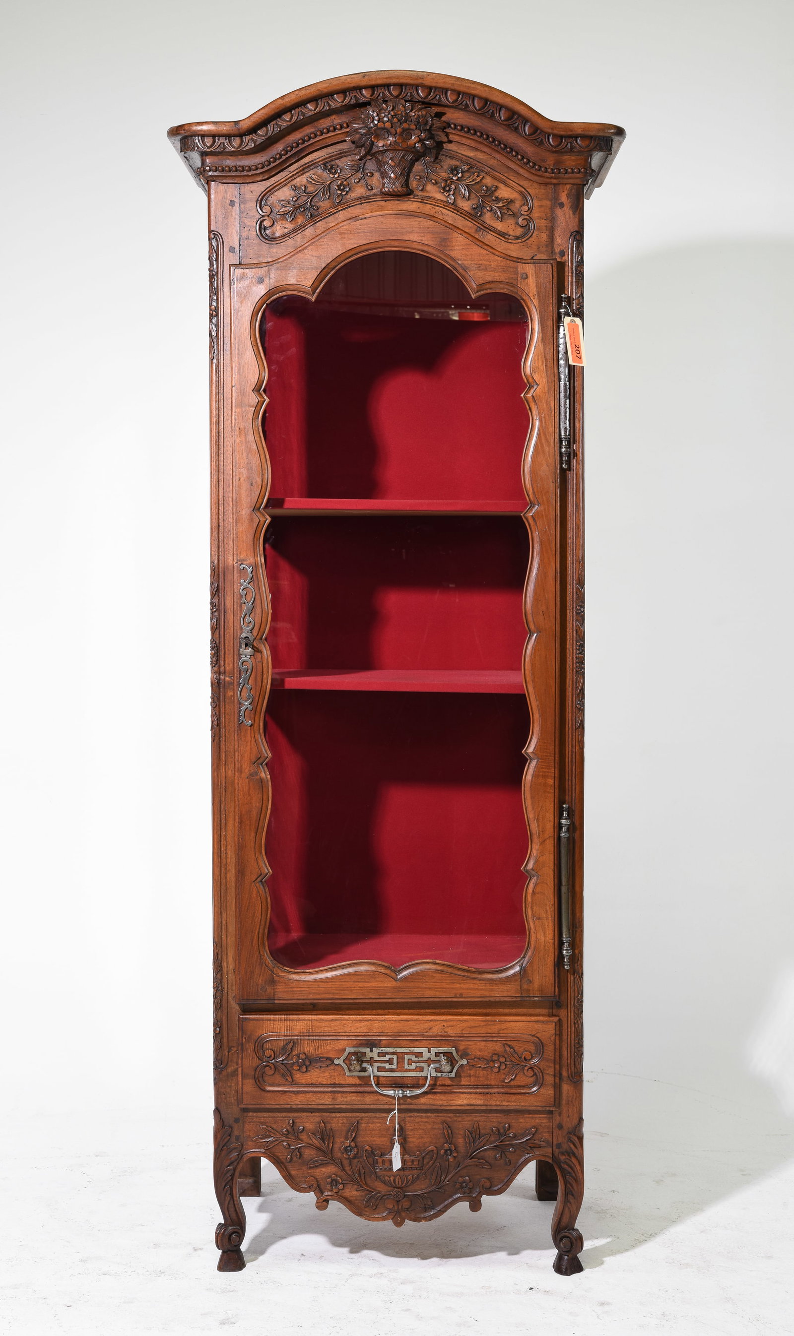Louis XV Style Walnut Vitrine with Drawer (1 of 5)