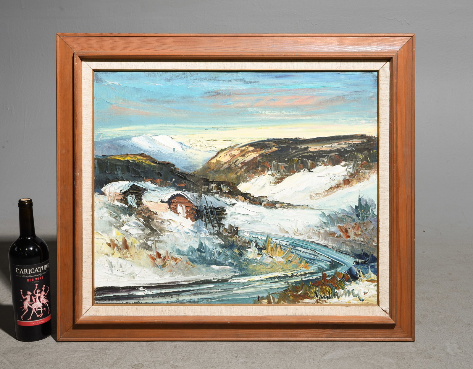 Framed Oil On Canvas Mountain Landscape - Signed: Framed Oil On Canvas Mountain Landscape - Signed - 26 in tall x 29.5 x 2